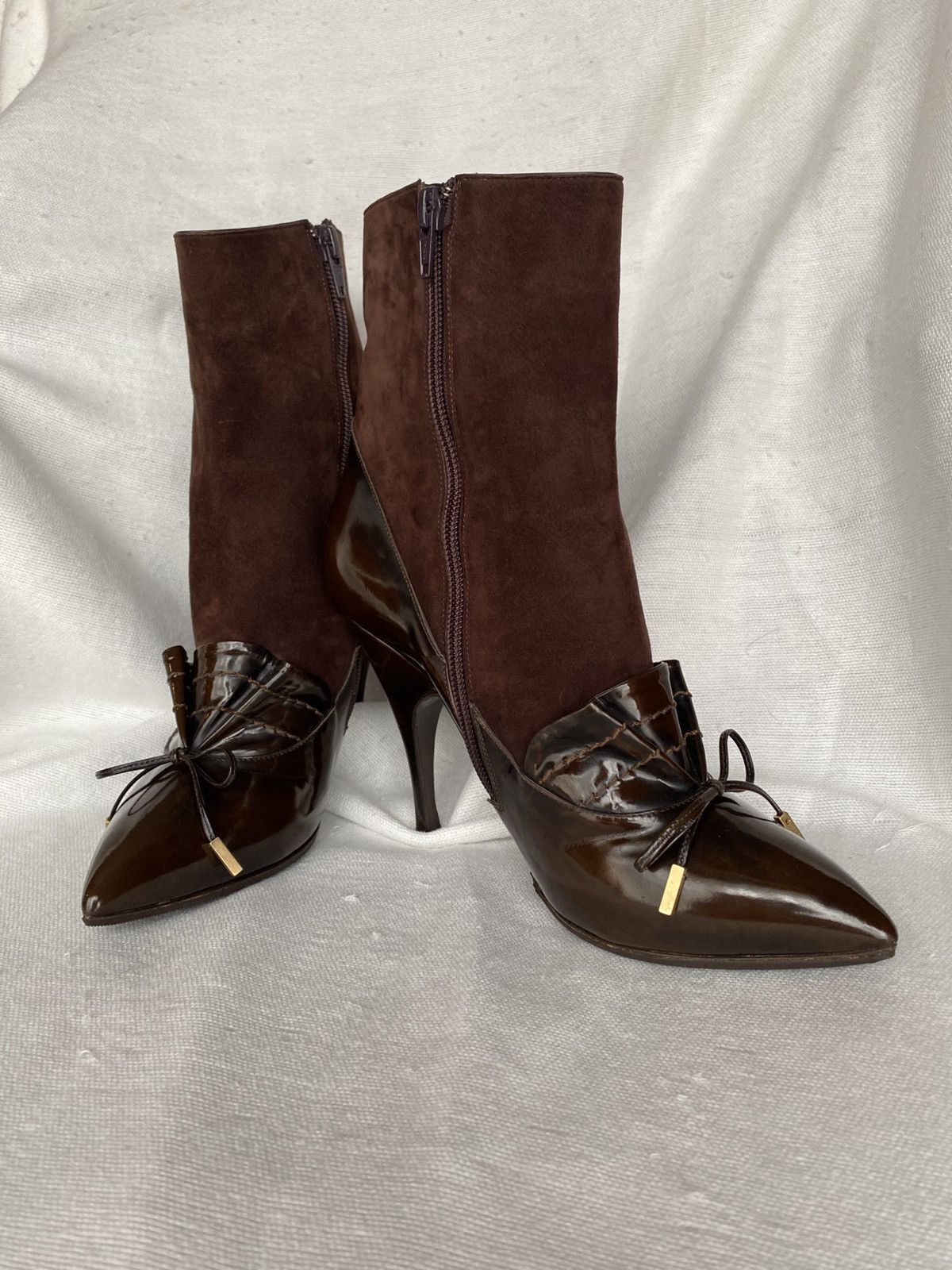 Marc Jacobs Marc Jacobs Brown Suede & Patent Ankle Boots Size US 8.5 / IT 38.5 - 1 Thumbnail