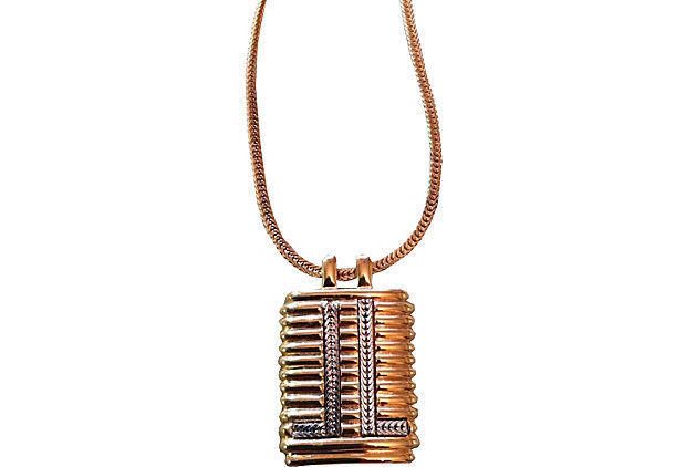 Lanvin Lanvin Retro Paris Two-Tone LL Monogram Pendant Necklace Size ONE SIZE - 3 Thumbnail