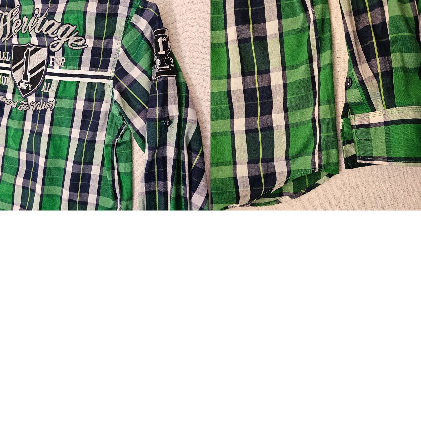 Vintage Raw Blue Mens Button-Up Shirt Plaid Green Long Sleeve Size L Regular Collar-Down Vintage No (Note: Vintage: No) Size US L / EU 52-54 / 3 - 9 Thumbnail