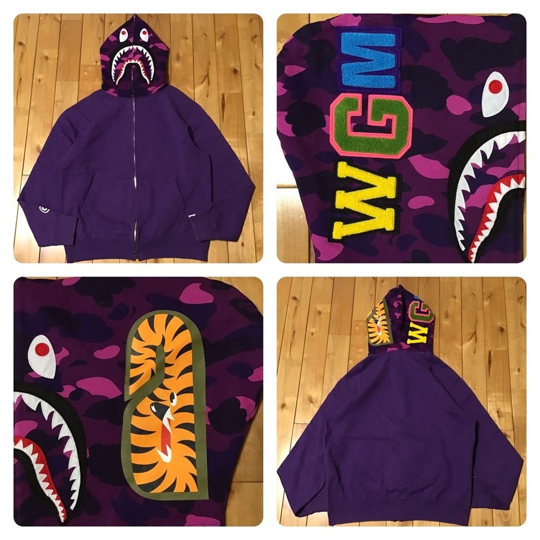 Bape × Nigo 2007 BAPE Purple camo shark full zip hoodie APE NIGO Size US M / EU 48-50 / 2 - 1 Thumbnail