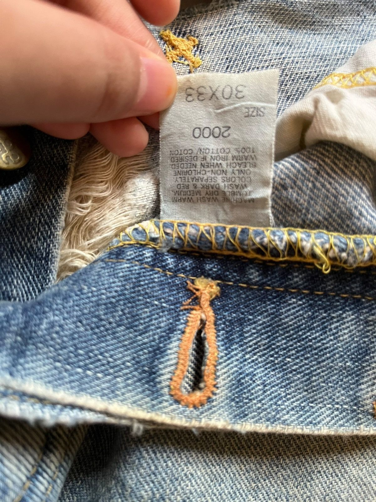 Japanese Brand × Lee Vintage Lee Japanese Selvedge Blue Wash Distress Baggy Jeans Size US 31 - 10 Thumbnail