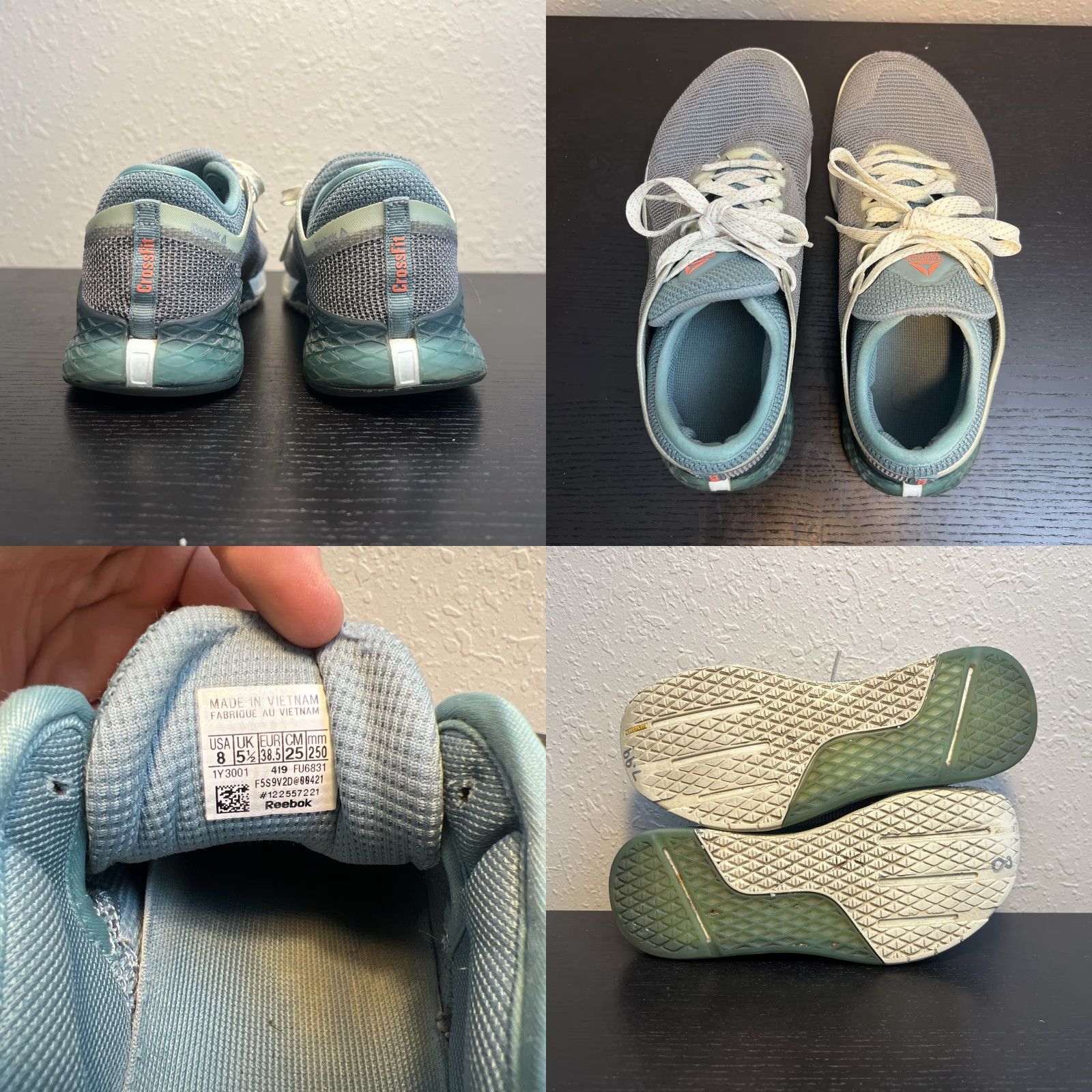 Reebok **Reebok Nano 9 Size 8 Grey/Green/White Women's Crossfit Athletic Shoes** User: Reebok Nano 9 Women's Size 8 Grey/Green/White Crossfit Athletic Shoes Size US 8 / IT 38 - 8 Thumbnail