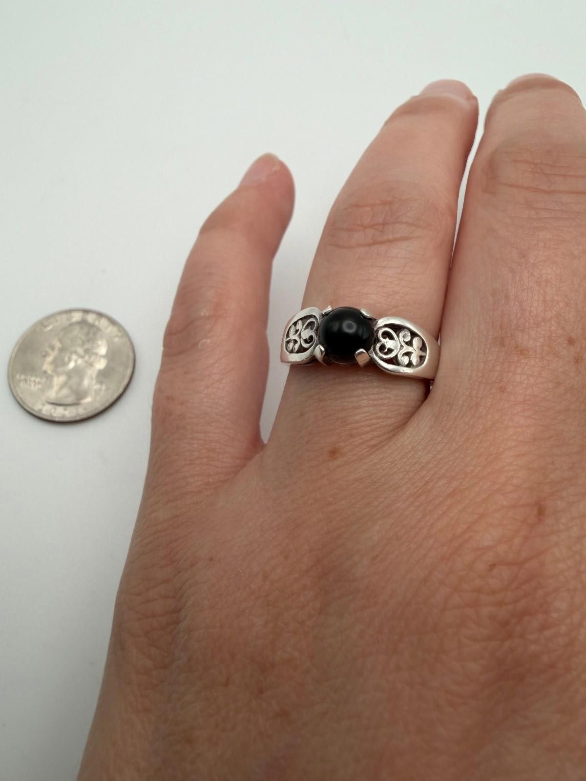 If Six Was Nine Sterling Silver 925 Ring Black Onyx Cabochon Scroll Size 6.5 Size ONE SIZE - 2 Thumbnail