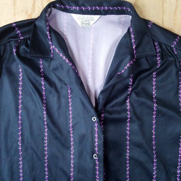 Sears × Vintage Vintage 70s Sears Ringed Stripes Polyester Disco Shirt Size XXL / US 16-18 / IT 52-54 - 1 Thumbnail