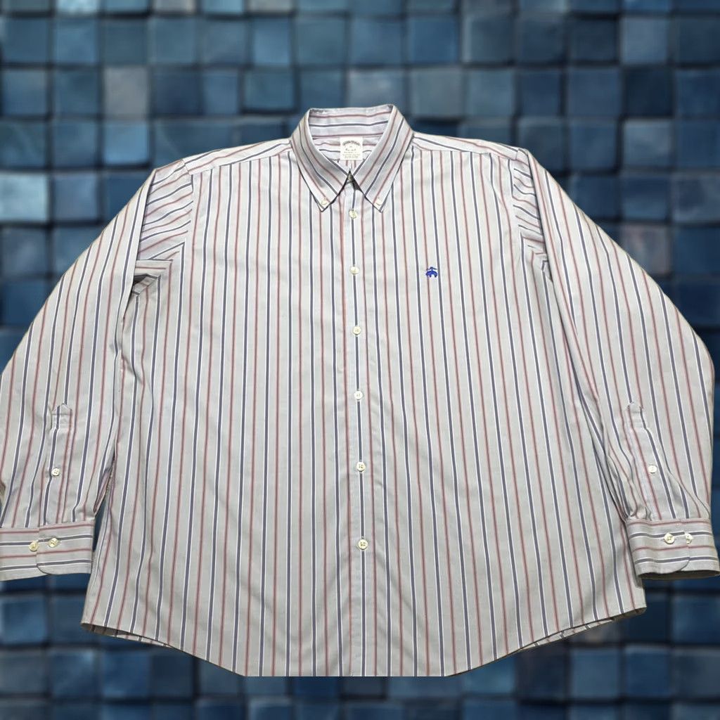 Brooks Brothers Brooks Brothers Shirt Blue Striped Button Down Long Sleeve Supima Cotton Mens XL Size US XL / EU 56 / 4 - 1 Thumbnail