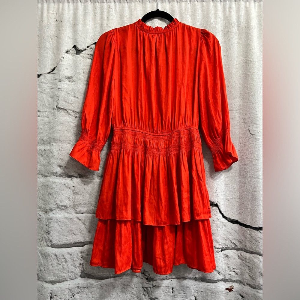 Joie Joie Silky Summer Orange Ruffle Tiered Ruched Coquette Mini Size M / US 6-8 / IT 42-44 - 3 Thumbnail