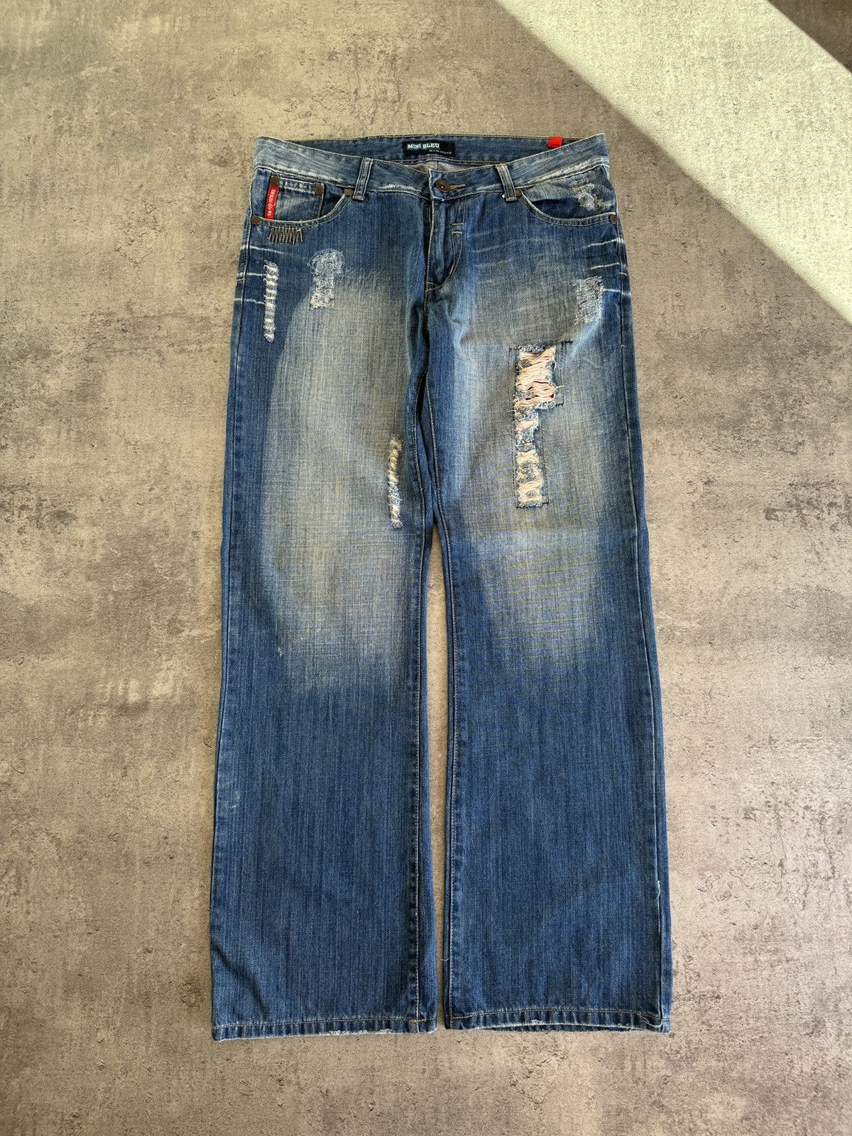 Japanese Brand Baggy Jeans Denim Blue Distressed Rap Skate Y2K Size US 34 / EU 50 - 1 Thumbnail