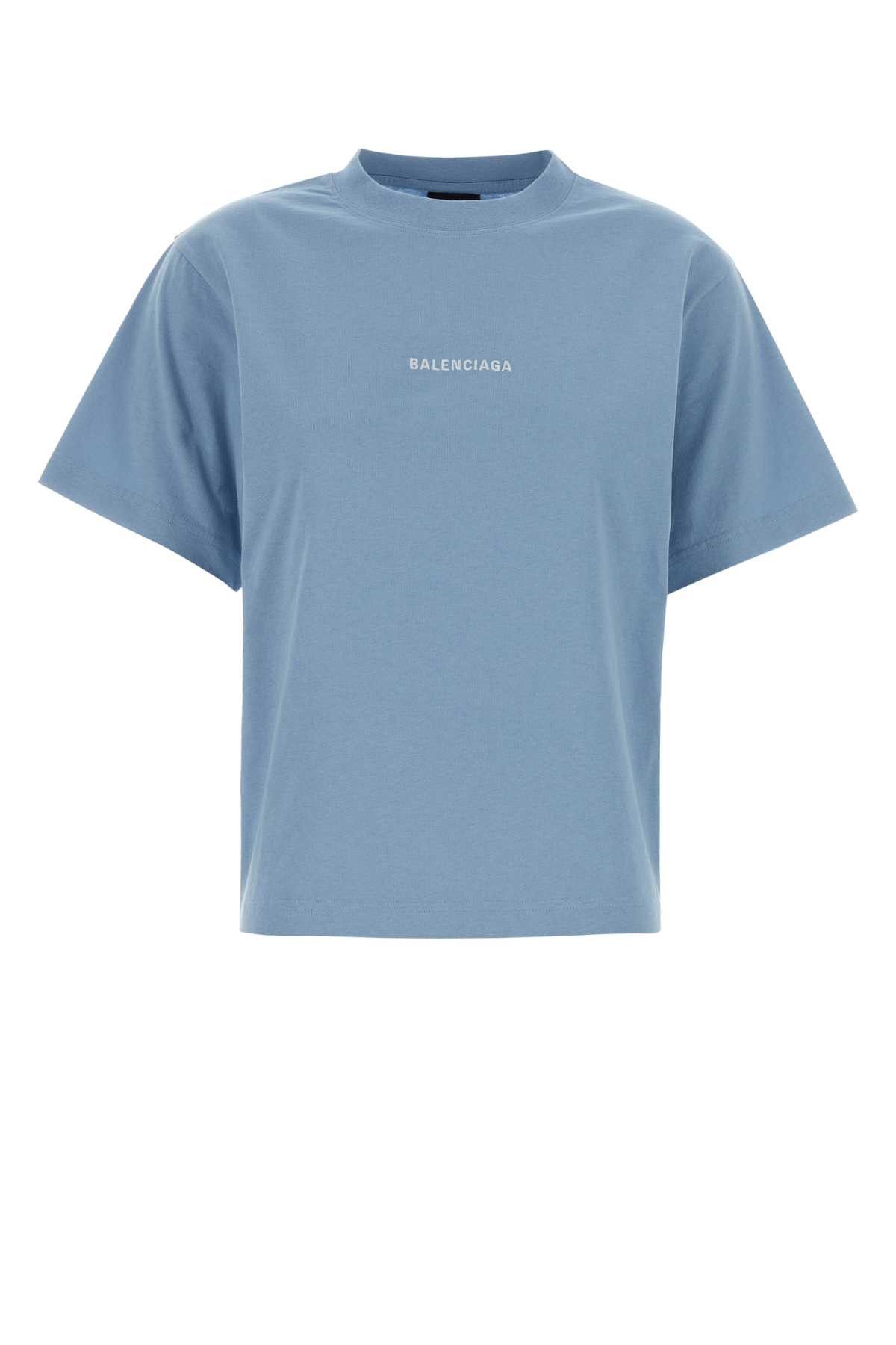 Balenciaga Light Blue Cotton T-Shirt Size M / US 6-8 / IT 42-44 - 1 Thumbnail