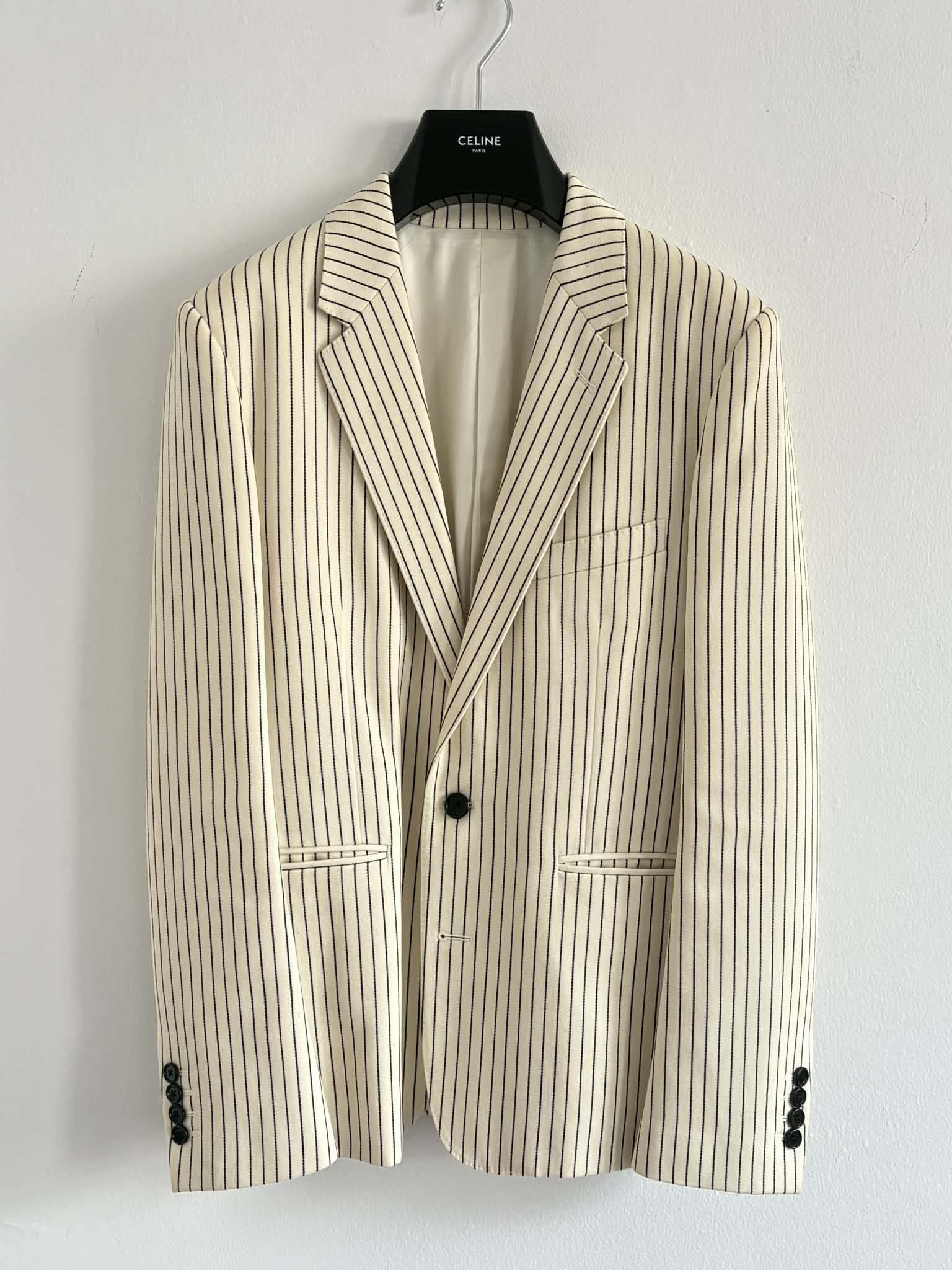 Celine *Last Drop* Celine SlimFit Pinestripe Wool Blazer - Slimane Size 48S - 1 Thumbnail