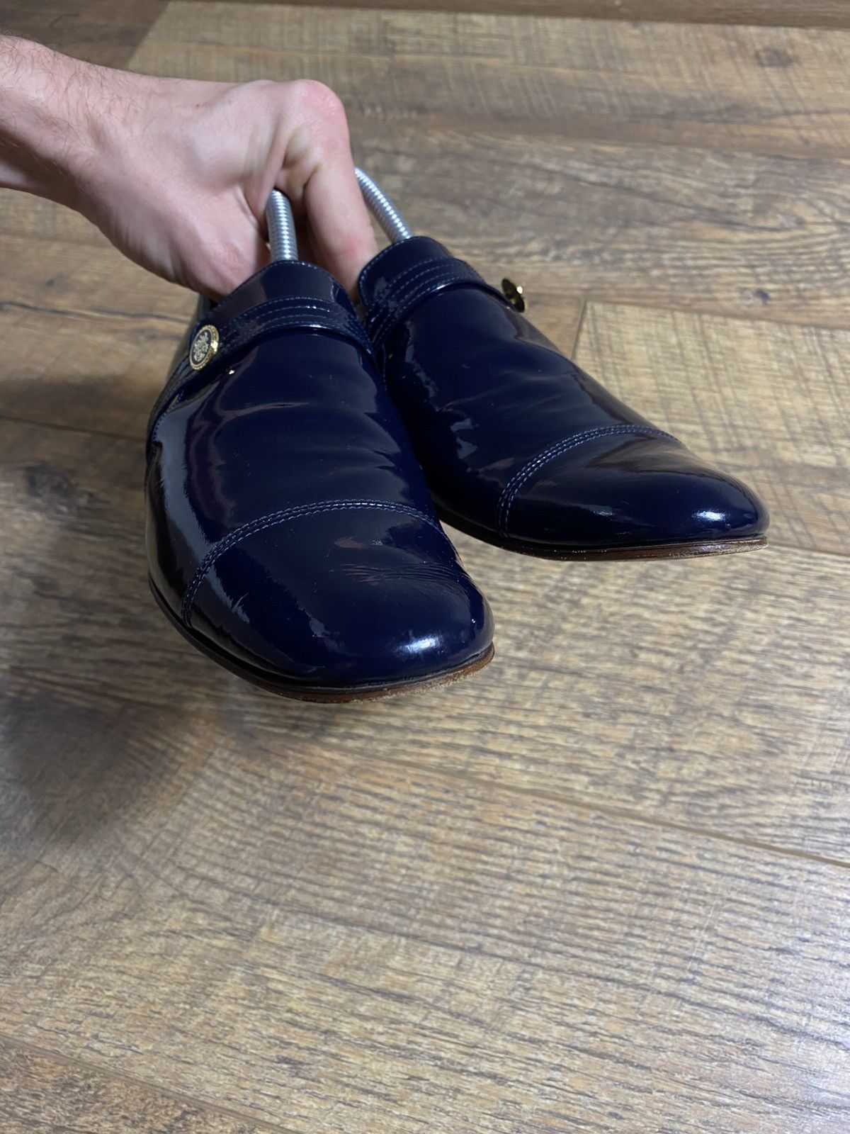 Japanese Brand chausser Loafers Patent Leather Navy Blue Made in Japan Size US 8 / IT 38 - 9 Thumbnail