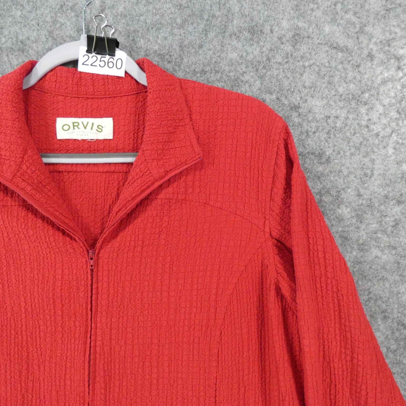 Orvis Orvis Blazer Womens Large Long Sleeve Zip Up Red Lightweight Rutched Size L / US 10 / IT 46 - 6 Thumbnail
