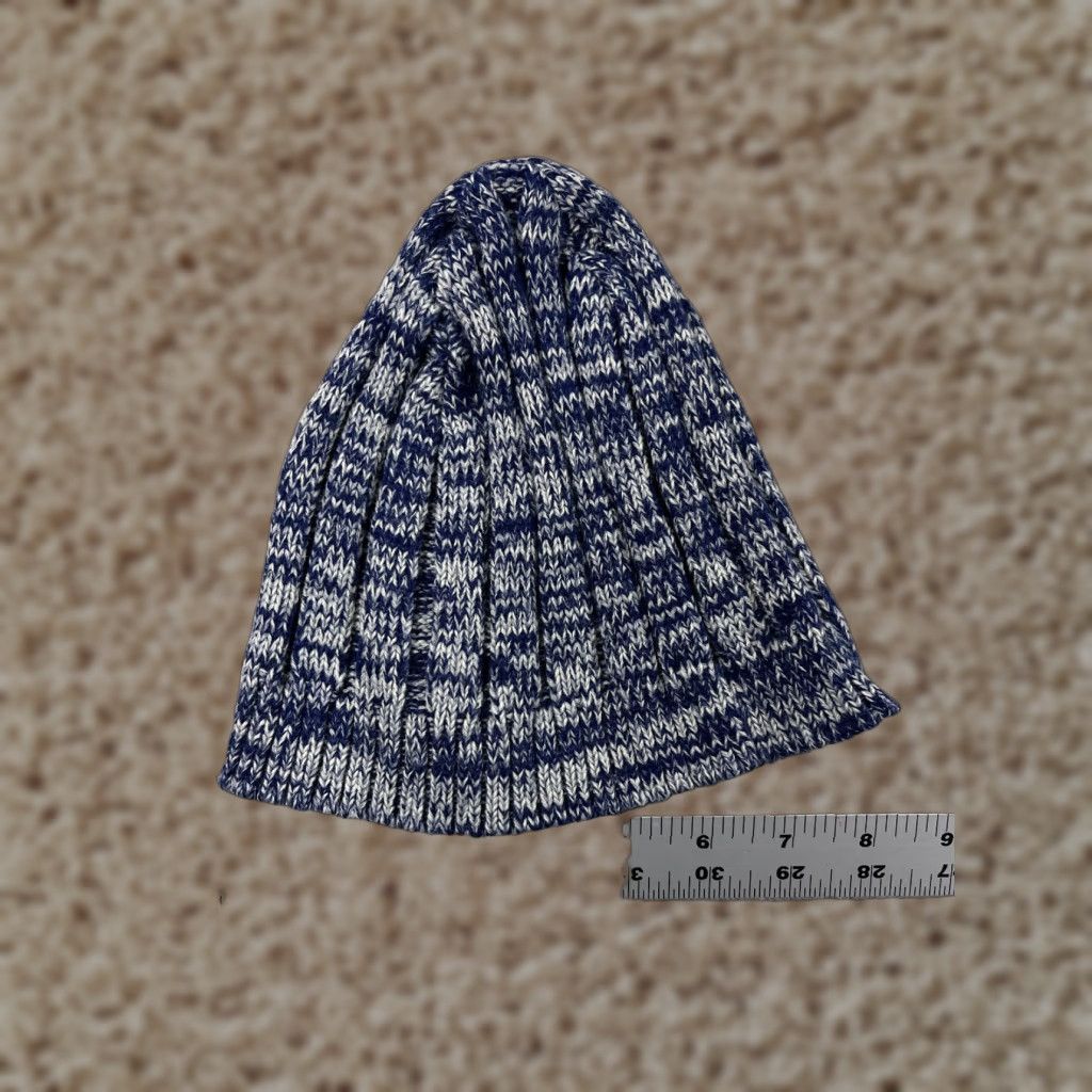 Vintage Prime Line Beanie Toque Adult One Size Blue White Knit Acrylic Polyester Blend Size ONE SIZE - 1 Thumbnail
