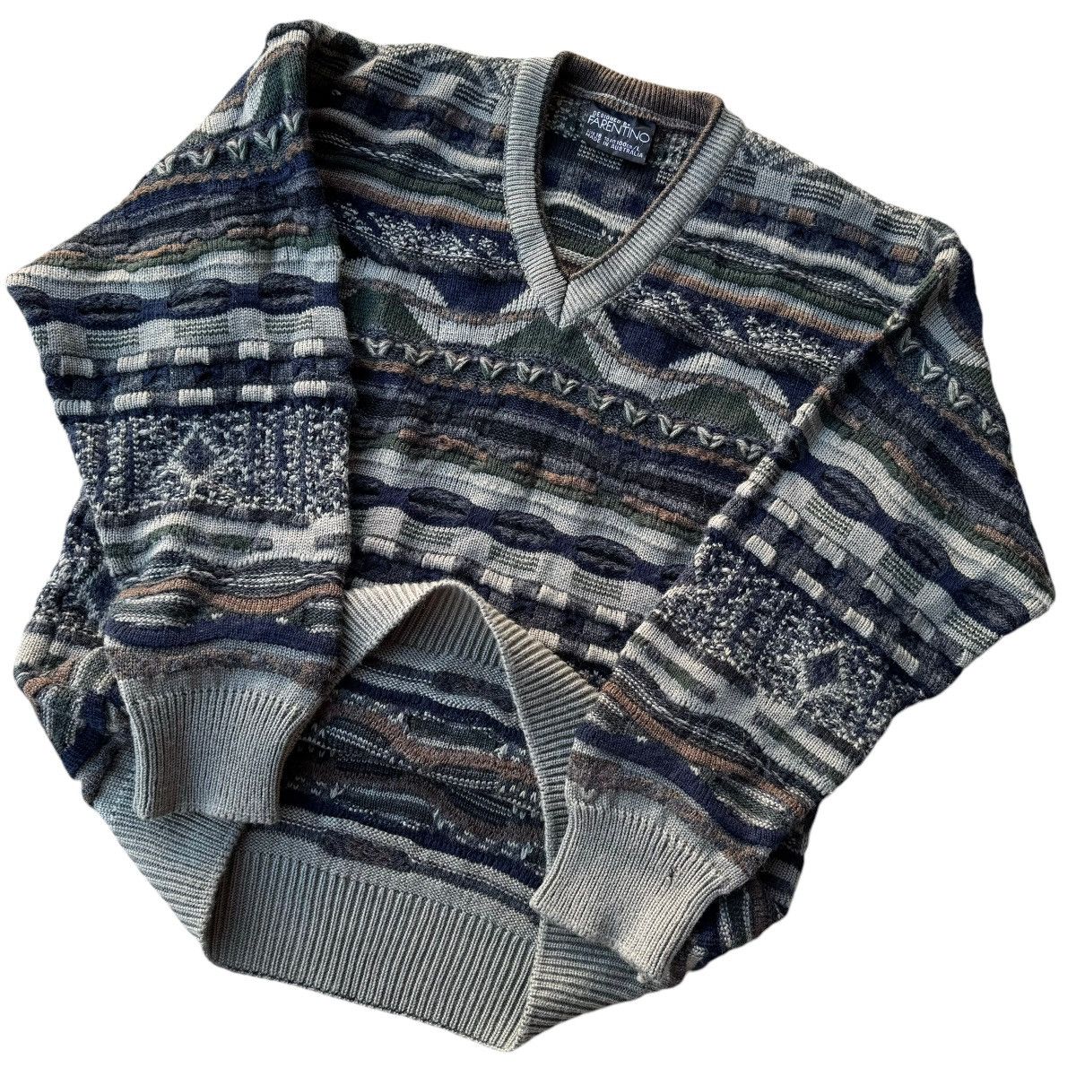 Coogi × Man Made In Australia × Vintage Vintage Farentino 3D Cable Knit Coogi Style Sweater Earth Size US L / EU 52-54 / 3 - 7 Thumbnail