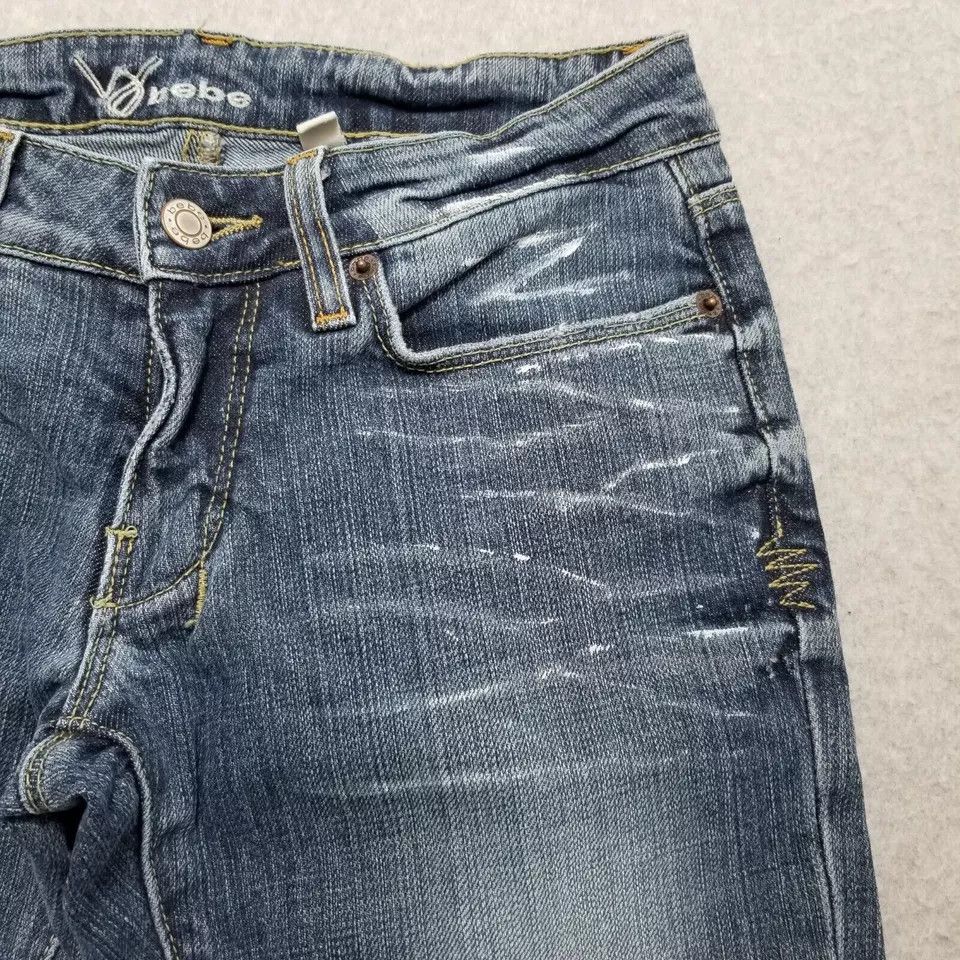 Bebe Bebe Jeans Womens 27x28 Denim Flared Low Rise Rhinestones Size 27" / US 4 / IT 40 - 7 Thumbnail