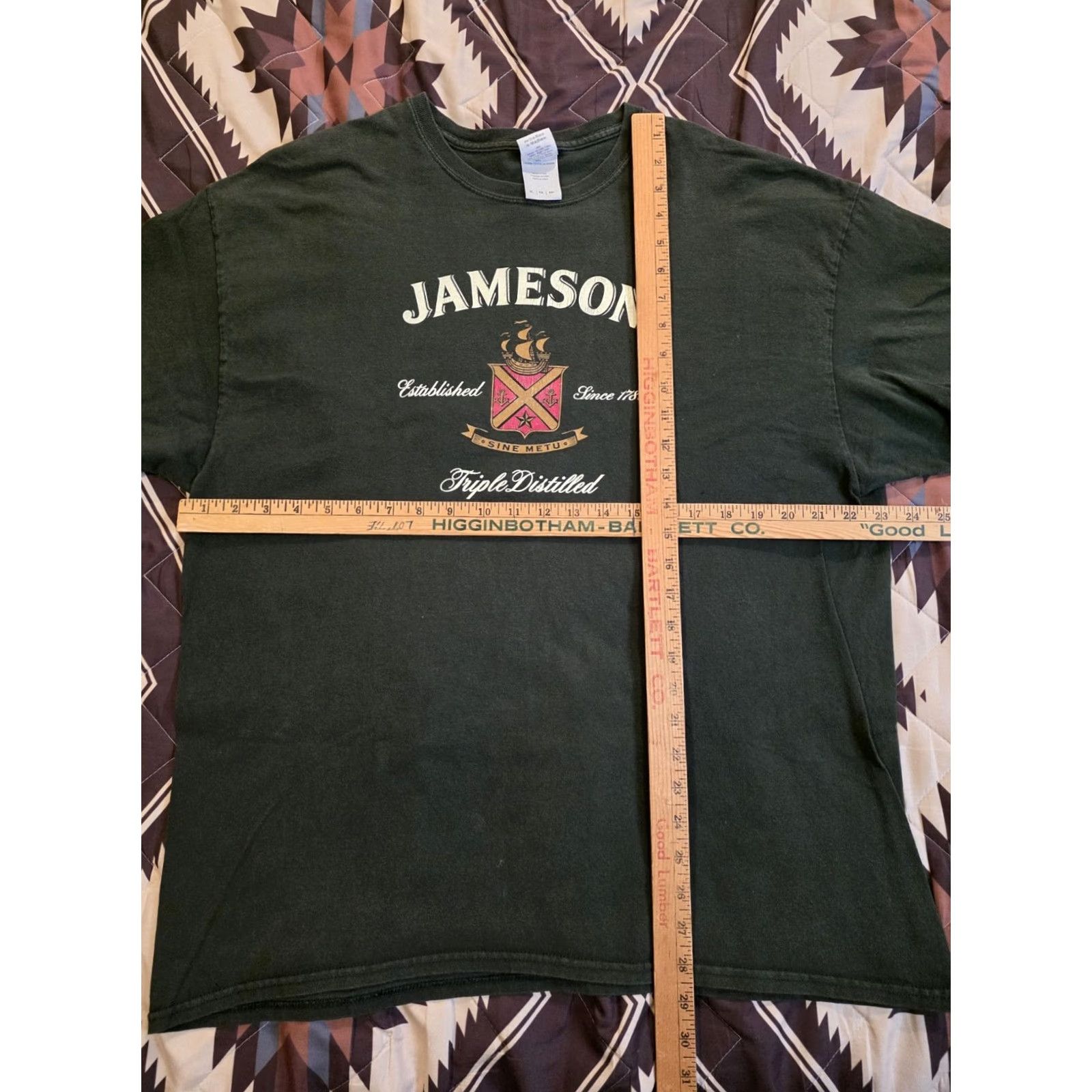 Gildan VINTAGE Jameson Irish Whiskey Graphic Print T Shirt Forest Green Adult XL Unisex Men's Womens Cotton Short Sleeve Round Neck Logo Beer 2000s Size US XL / EU 56 / 4 - 6 Thumbnail