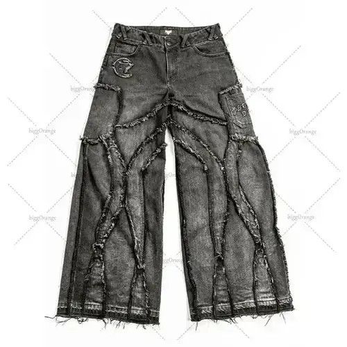 Japanese Brand VIBE Punk Y2k Streetwear Loose Wash Jeans Size US 33 - 3 Thumbnail