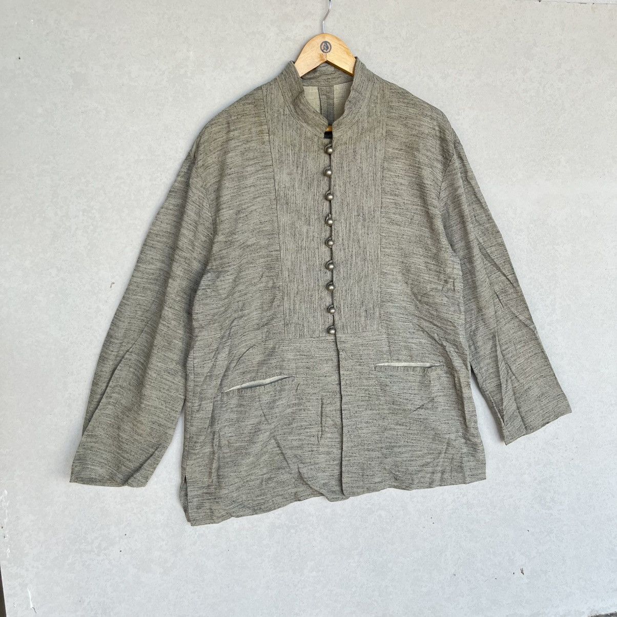 Other Vintage Bajra Grey Linen Jacket With Silver Buttons Size XL / US 12-14 / IT 48-50 - 3 Thumbnail