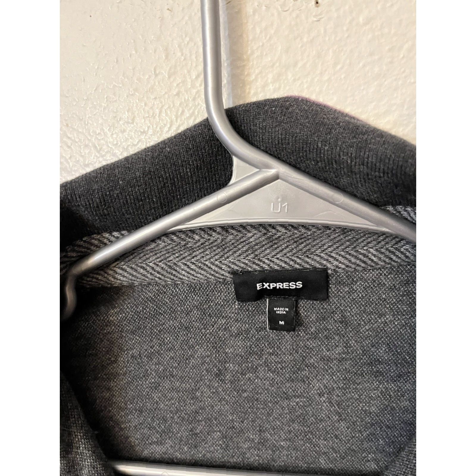 Express Express Men’s Long Sleeve Polo Size Medium Gray Size US M / EU 48-50 / 2 - 2 Thumbnail