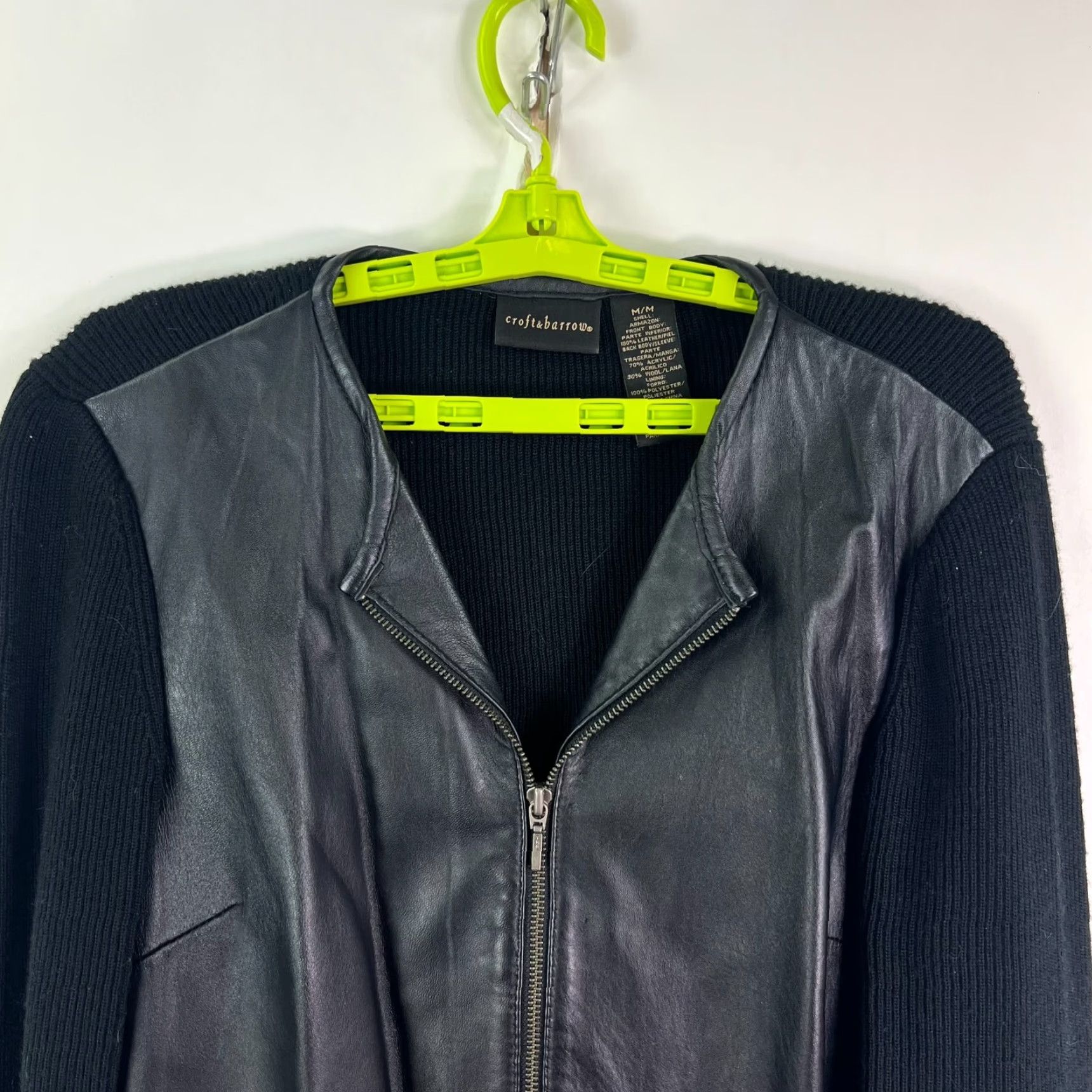 Croft & Barrow CROFT & BARROW Leather Motorcycle Jacket Womens Size M Black All Seasons 80s 90s Biker Size M / US 6-8 / IT 42-44 - 2 Thumbnail