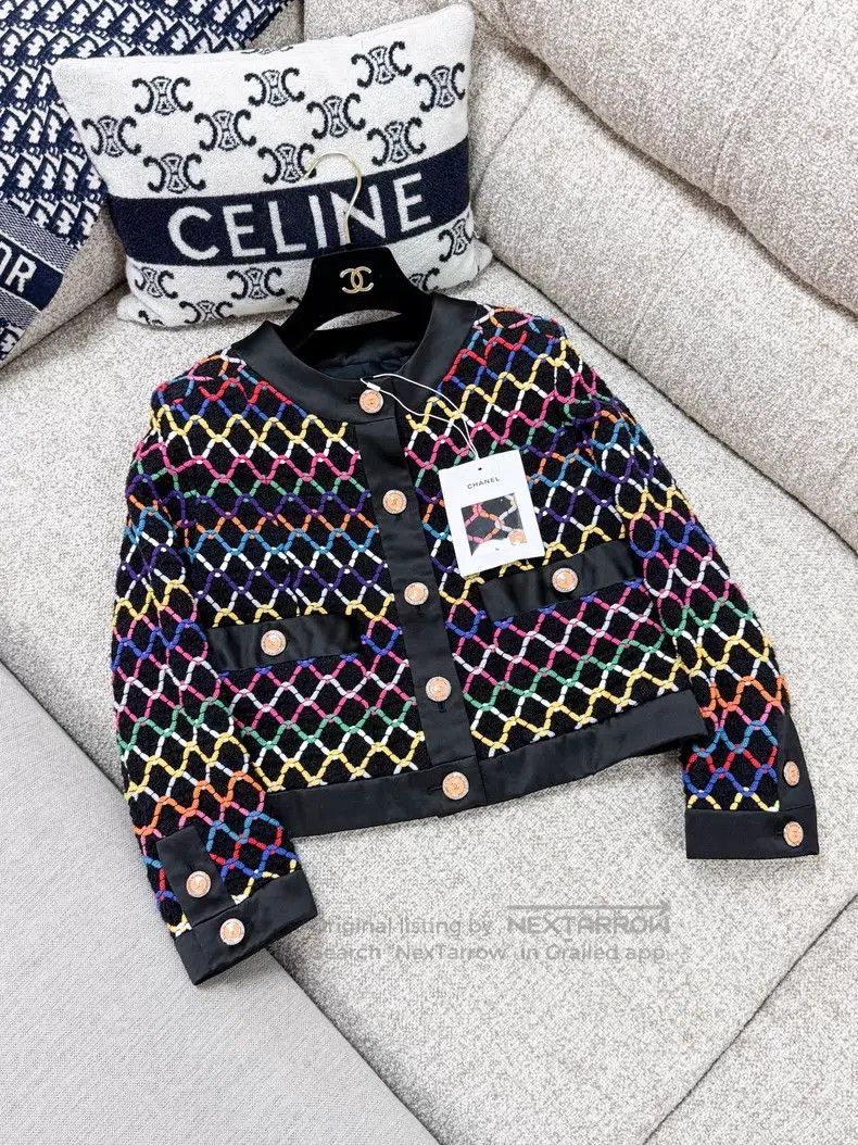 Chanel Chanel Colorful diamond plaid line embroidery woven long-s Size XXS / US 00 / IT 34 - 2 Thumbnail