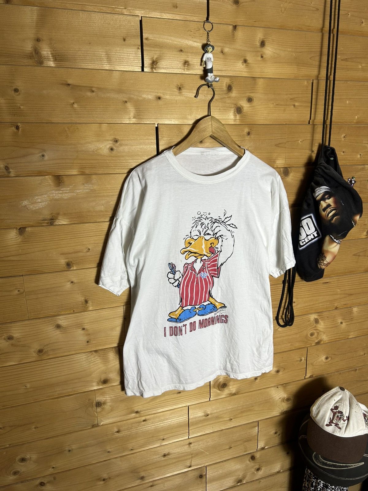 Vintage Vintage 80s I don’t do mornings duck t shirt Size US L / EU 52-54 / 3 - 1 Thumbnail