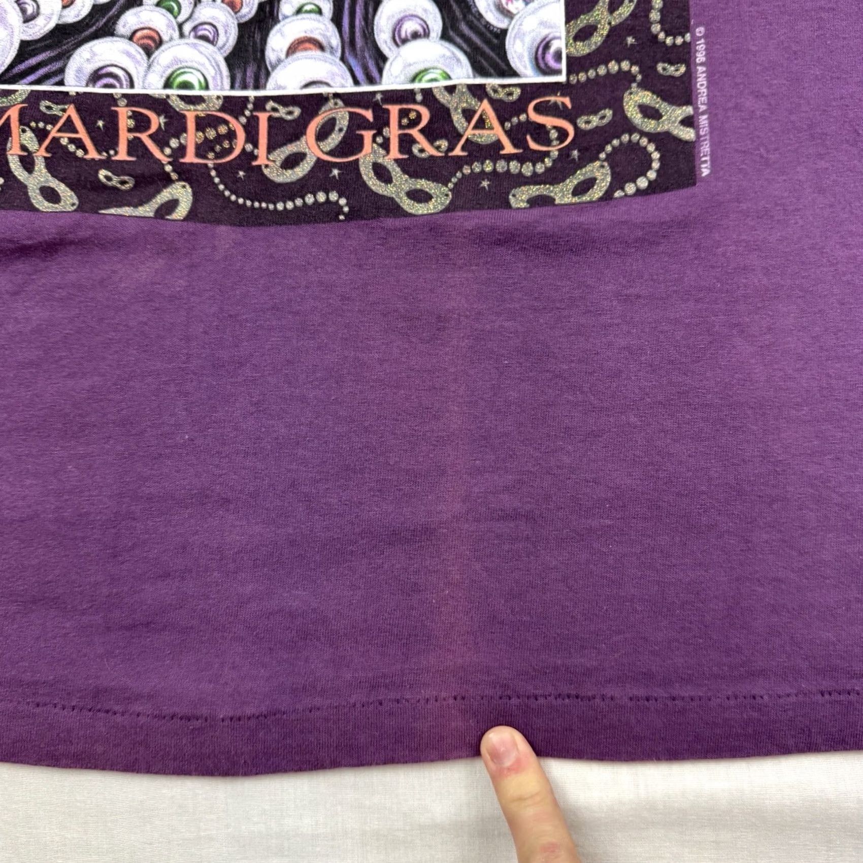Anvil VINTAGE Anvil T-Shirt Shirt Adult Large Purple 90s USA Mardi Gras 1997 Art Party Mens Size US L / EU 52-54 / 3 - 7 Thumbnail