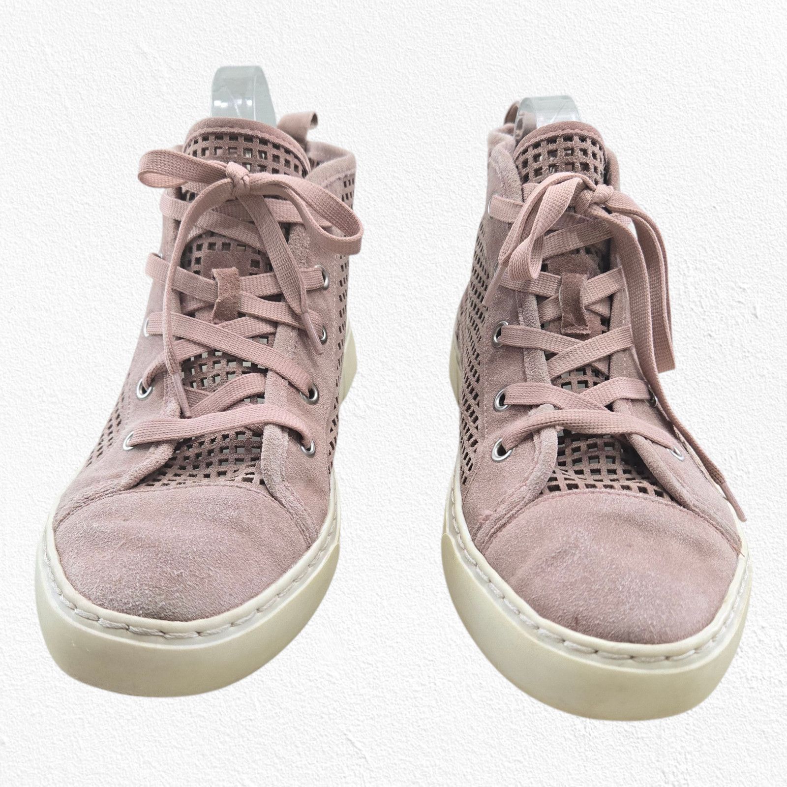 Other 1.State Pink Suede Perforated High Top Sneakers Size 8 Size US 8 / IT 38 - 3 Thumbnail
