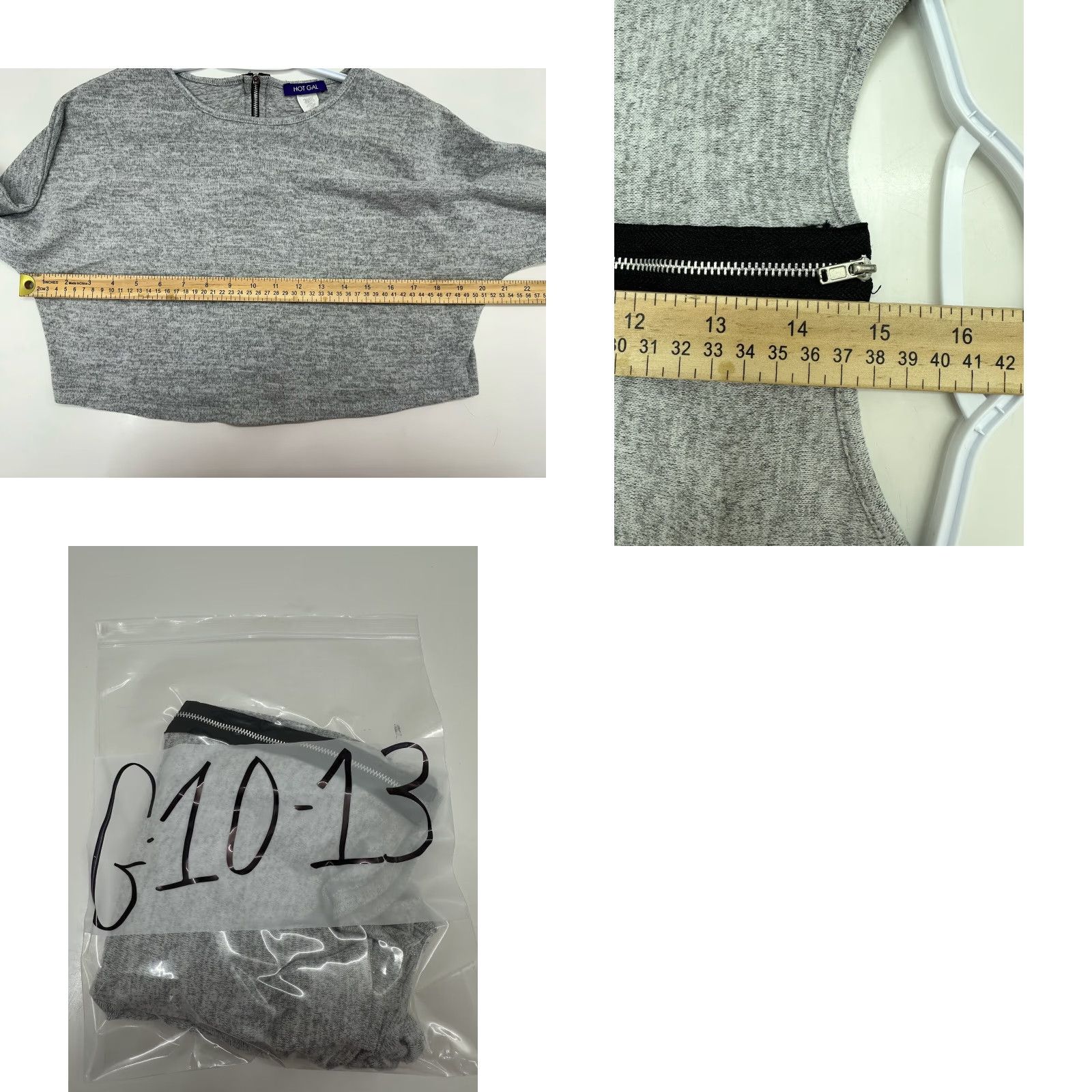 Vintage Hot Gal Womens Shirt Medium Gray Long Sleeve Cropped Zipper Back T-Shirt Embracing Back Zip Countdown Womens Baripped Size M / US 6-8 / IT 42-44 - 8 Thumbnail