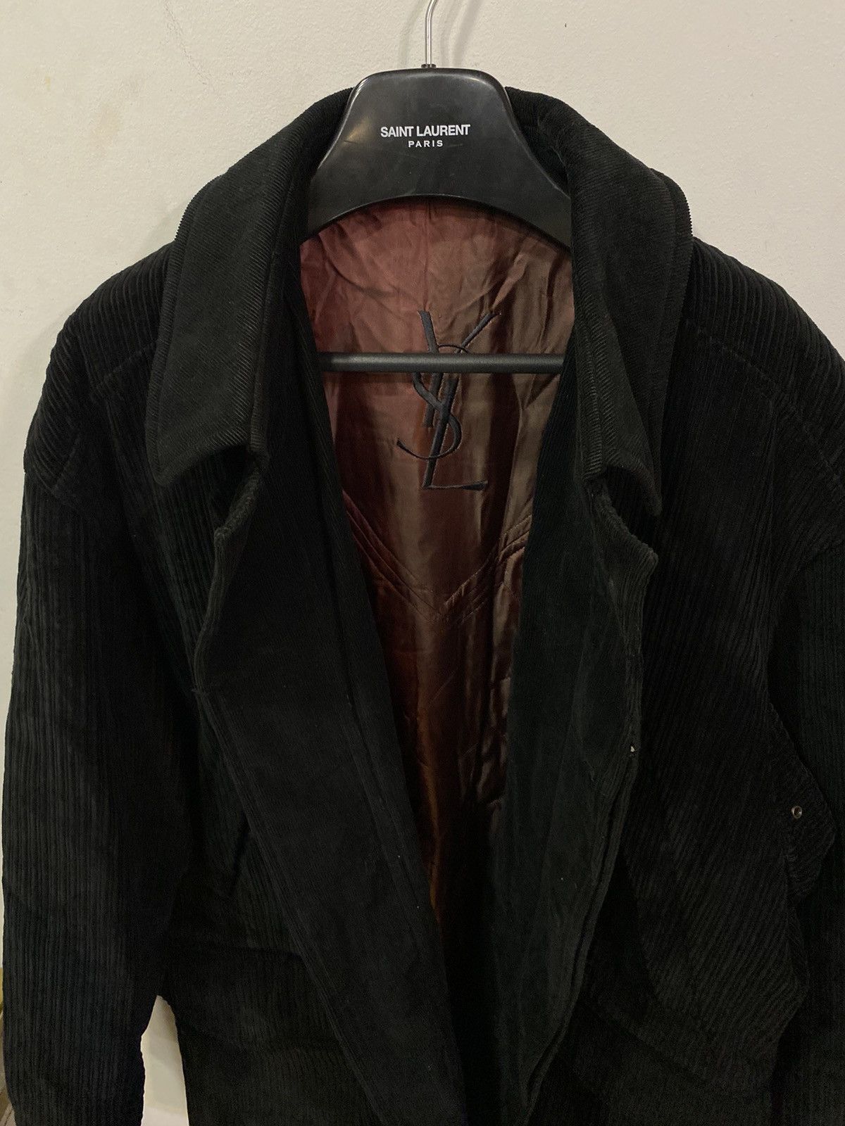 Yves Saint Laurent 90s Corduroy Black YSL Jacket Coat Warm Winter Parka Size US L / EU 52-54 / 3 - 16 Thumbnail