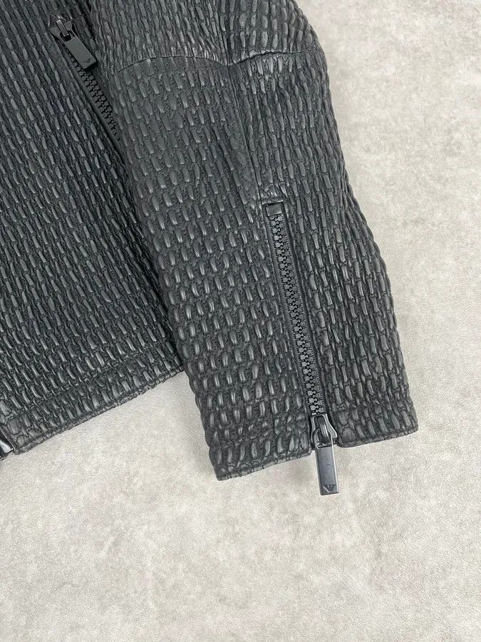 Emporio Armani SS2016 Emporio Armani Woven Asymmetrical Leather Jacket Size US S / EU 44-46 / 1 - 9 Thumbnail