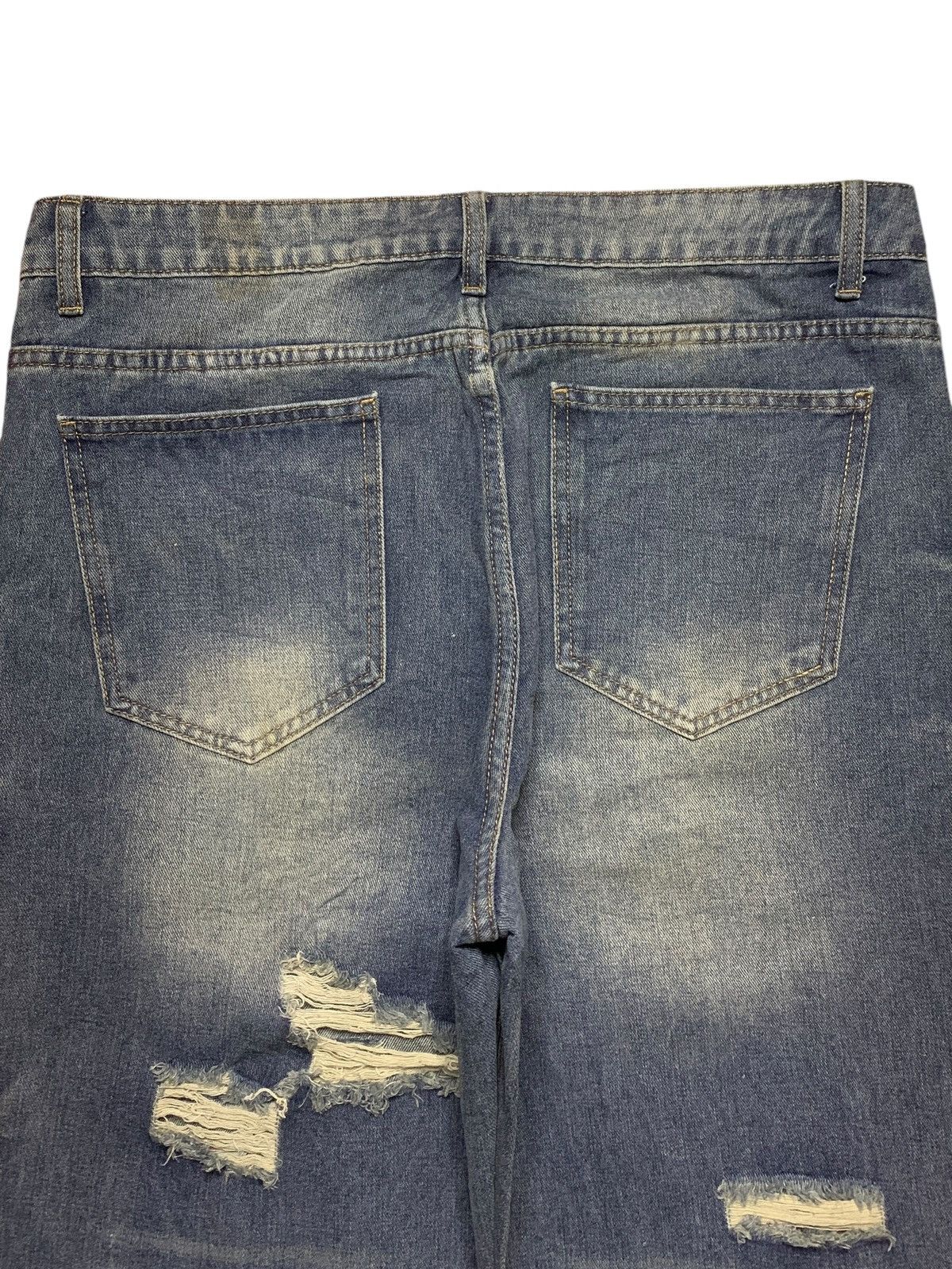 Japanese Brand SALES🔥Vintage Japanese Brand Blue Wash Ripped Baggy Jeans Size US 36 / EU 52 - 8 Thumbnail