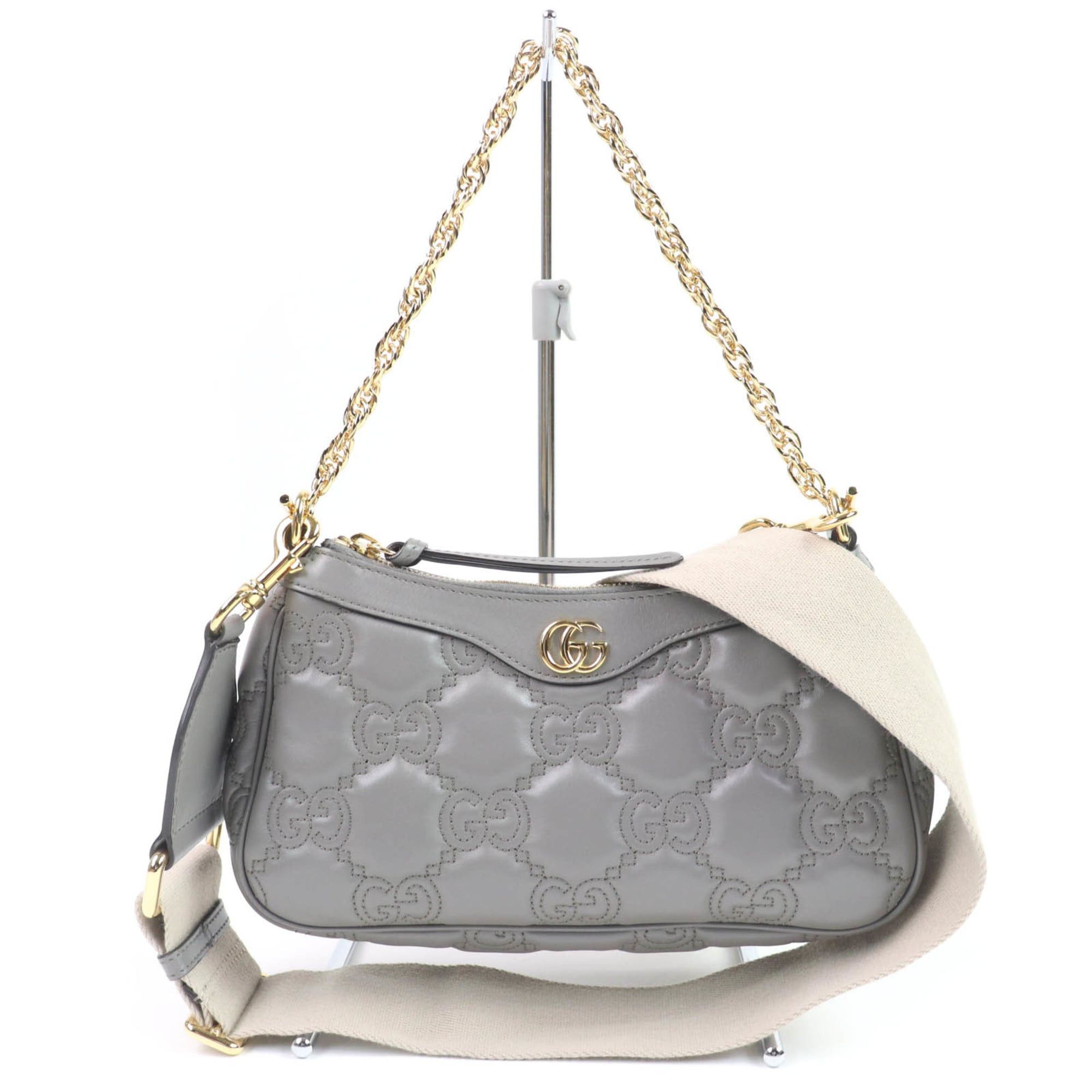 Gucci GUCCI 735049 GG Matelasse Leather 2-Way Handbag/Shoulder Bag, Gray, Includes Dust Made in Italy, Women's Size ONE SIZE - 1 Thumbnail
