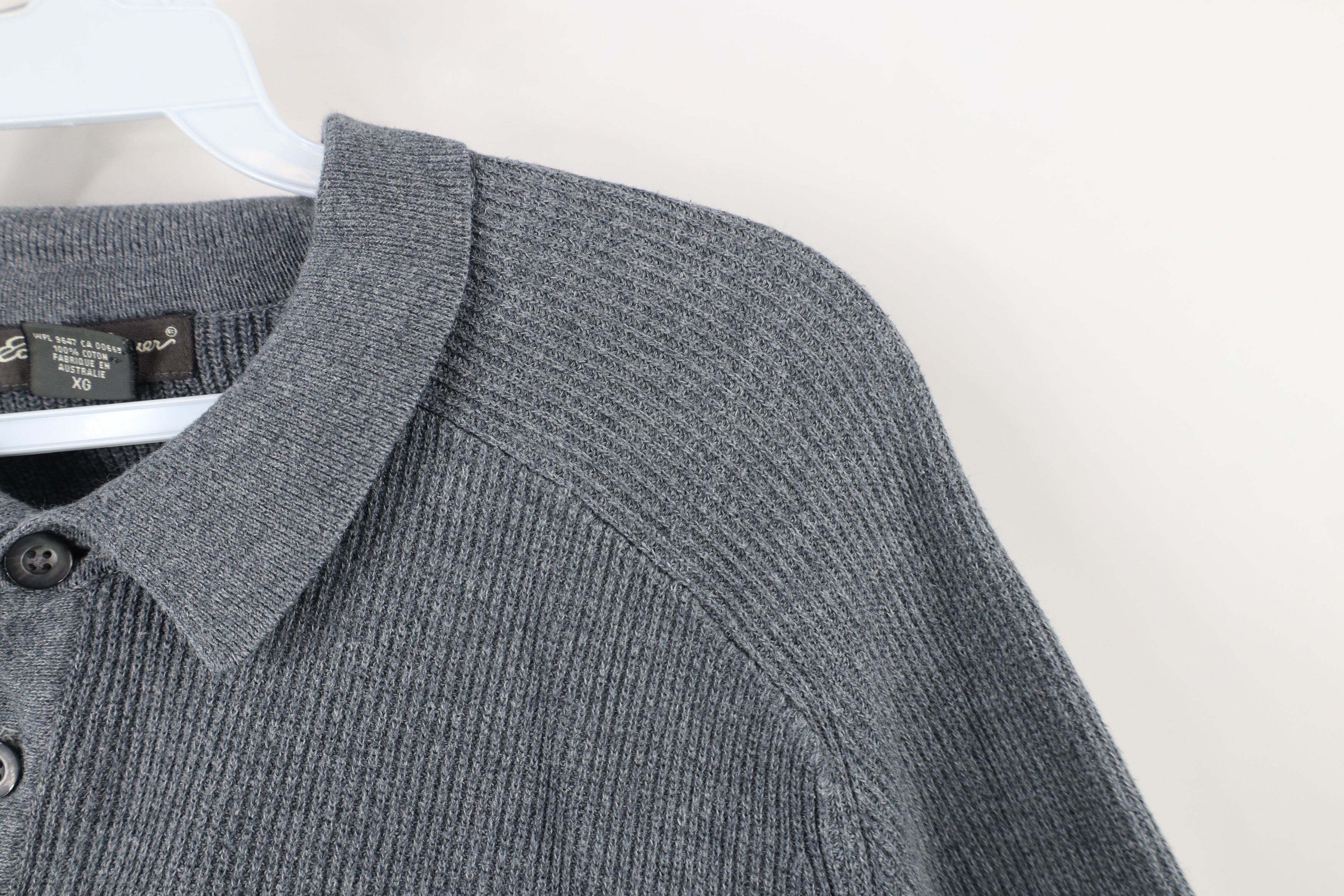 Eddie Bauer × Vintage Vintage 90s Eddie Bauer Collared Pullover Sweater Gray Size US XL / EU 56 / 4 - 4 Thumbnail