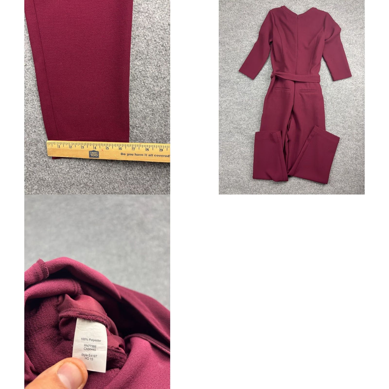 Madewell Madewell Sloan Jumpsuit Women's 0 Cabernet Red Wine Crepe Pants Pockets Regular Size 25" / US 0 / IT 36 - 8 Thumbnail