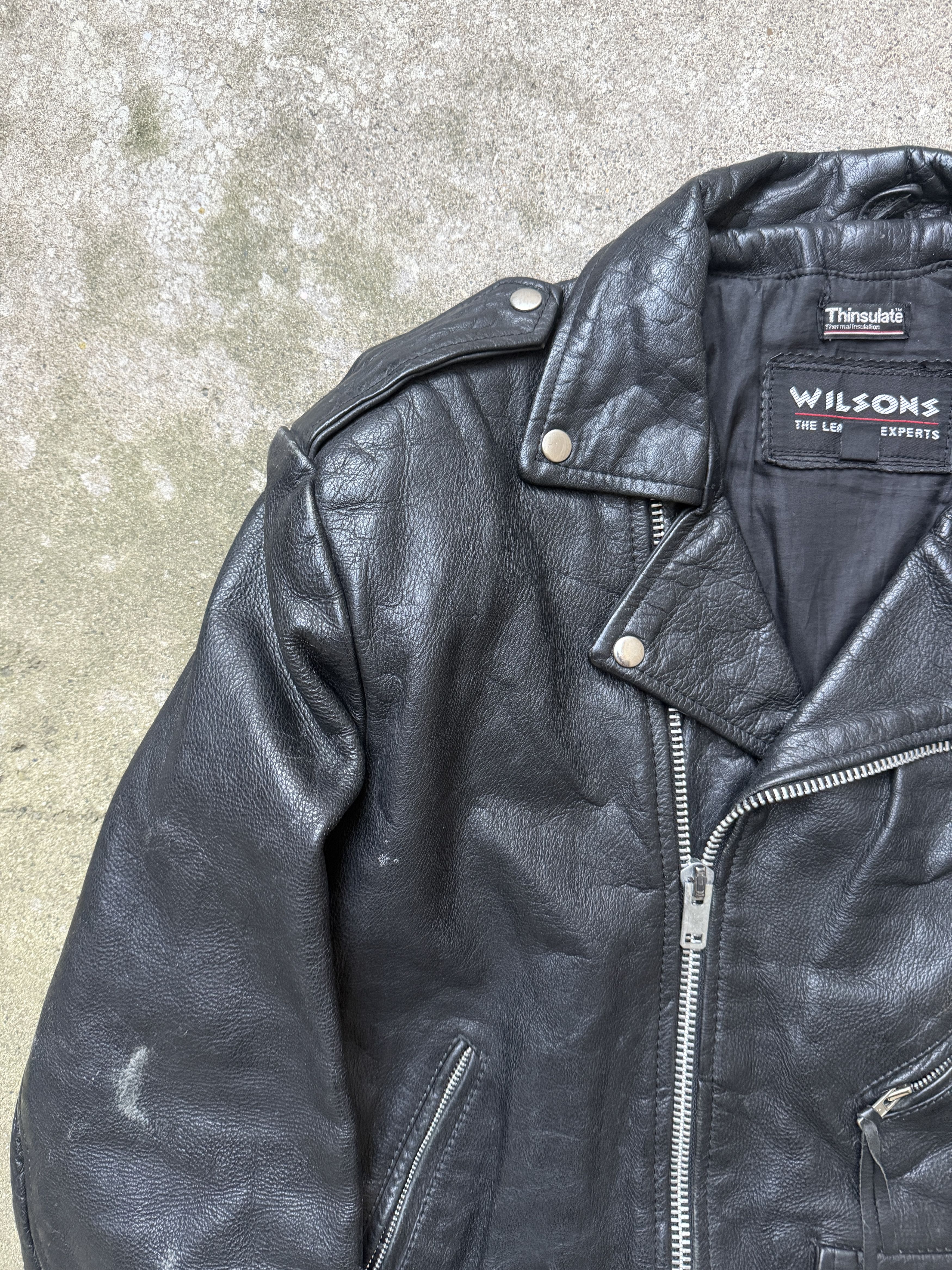 Vintage Wilson’s Leather Jacket vintage black biker rider XXL Size US XXL / EU 58 / 5 - 4 Thumbnail