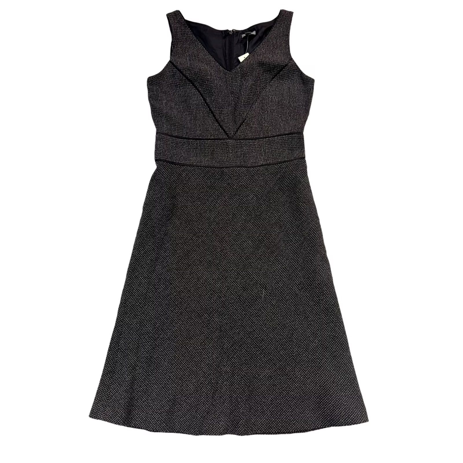 Ann Taylor VINTAGE Women’s Ann Taylor Dress Wool Houndstooth A-Line Sleeveless Knee Length Grey 6 Womens Size M / US 6-8 / IT 42-44 - 2 Thumbnail