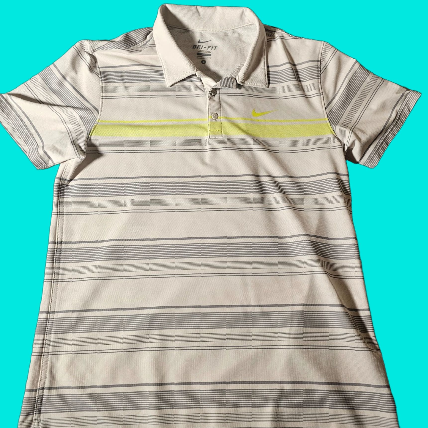 Nike Nike Golf Polo Dri-Fit Short Sleeve 2 Tone Stripe White L Mens Shirt Size US L / EU 52-54 / 3 - 1 Thumbnail