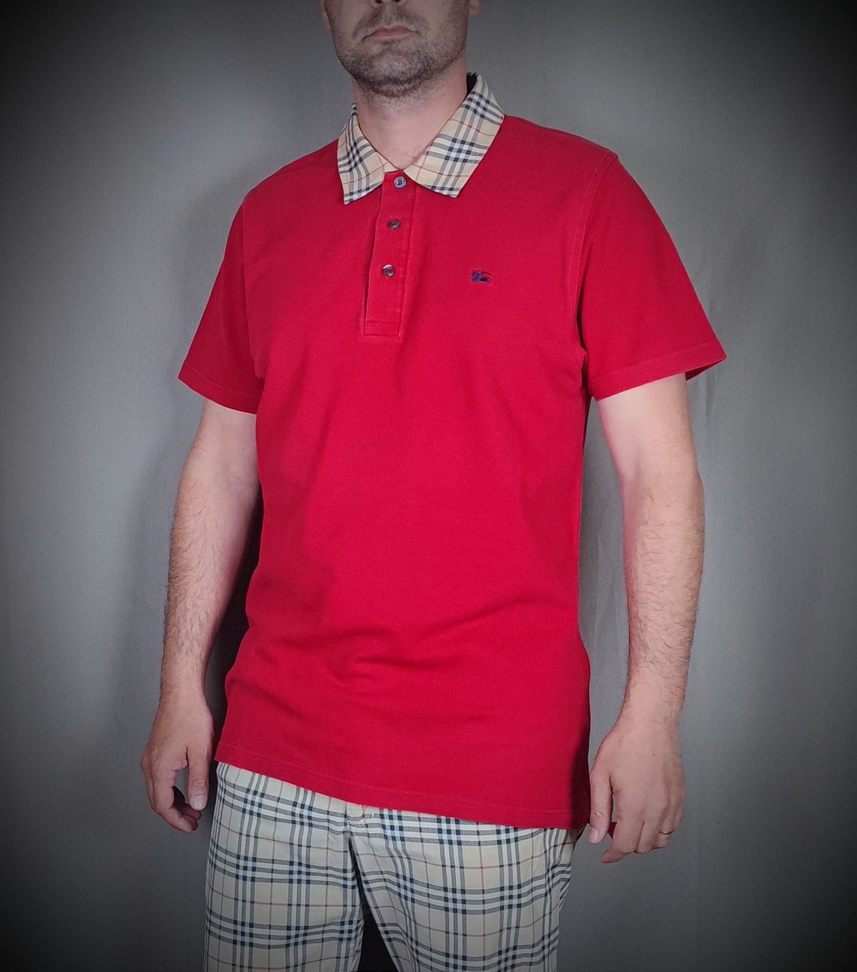 Burberry Burberry Polo L Red Size US L / EU 52-54 / 3 - 3 Thumbnail