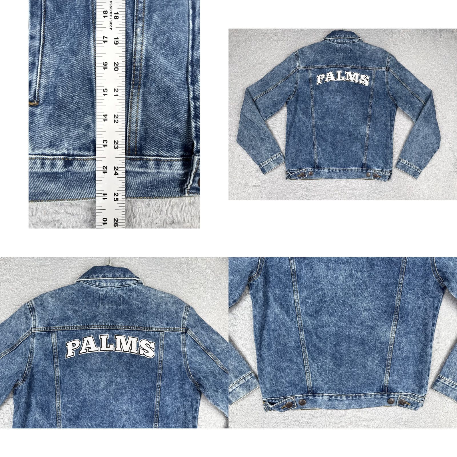 Denime Adam Levine Jacket Womens L Blue Denim Palms Casino Gambling Slots 777 Lucky Printed PALMS Patch Embroidered 777 Graphic Size L / US 10 / IT 46 - 9 Thumbnail