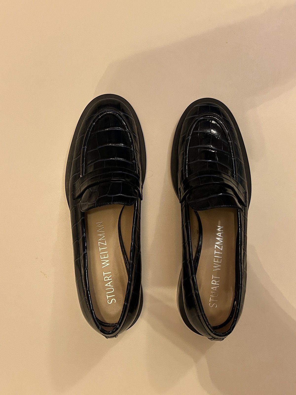 Stuart Weitzman STUART WEITZMAN NAVY CROC LOAFERS Size US 9.5 / IT 39.5 - 1 Thumbnail