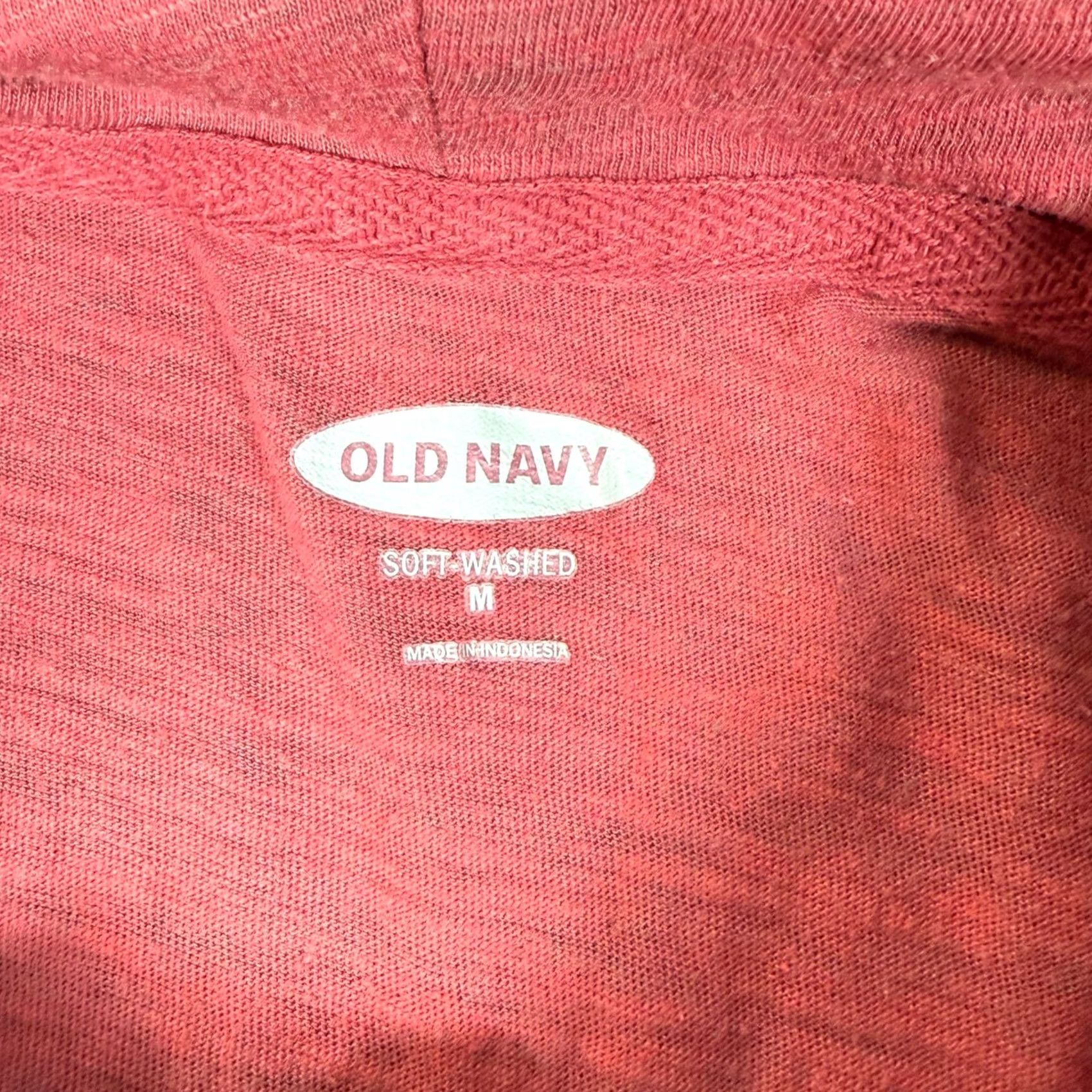 Old Navy Old Navy Henley Hoodie Mens Medium Red Lory Chest Pocket Drawstring Crew Neck Knit Sweatshirt Size US M / EU 48-50 / 2 - 3 Thumbnail