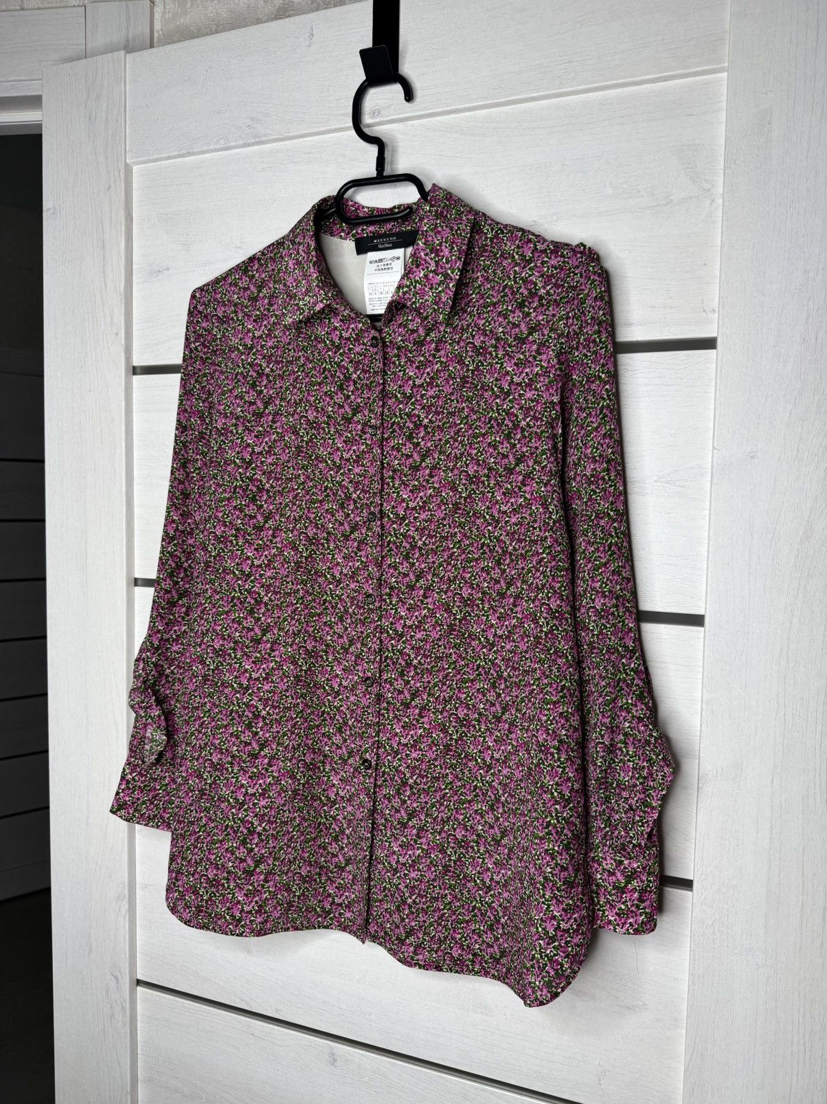 Max Mara Weekend Max Mara Silk Blouse Pink Floral Ruffle Sleeve Shirt Size M / US 6-8 / IT 42-44 - 2 Thumbnail