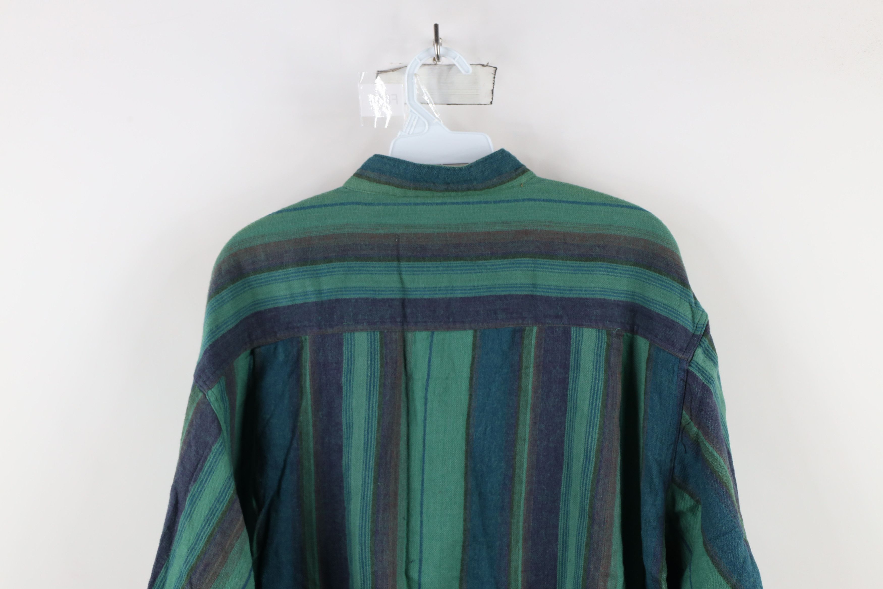 Vintage Vintage 90s Streetwear Flannel Band Collar Button Shirt Size US XL / EU 56 / 4 - 11 Thumbnail