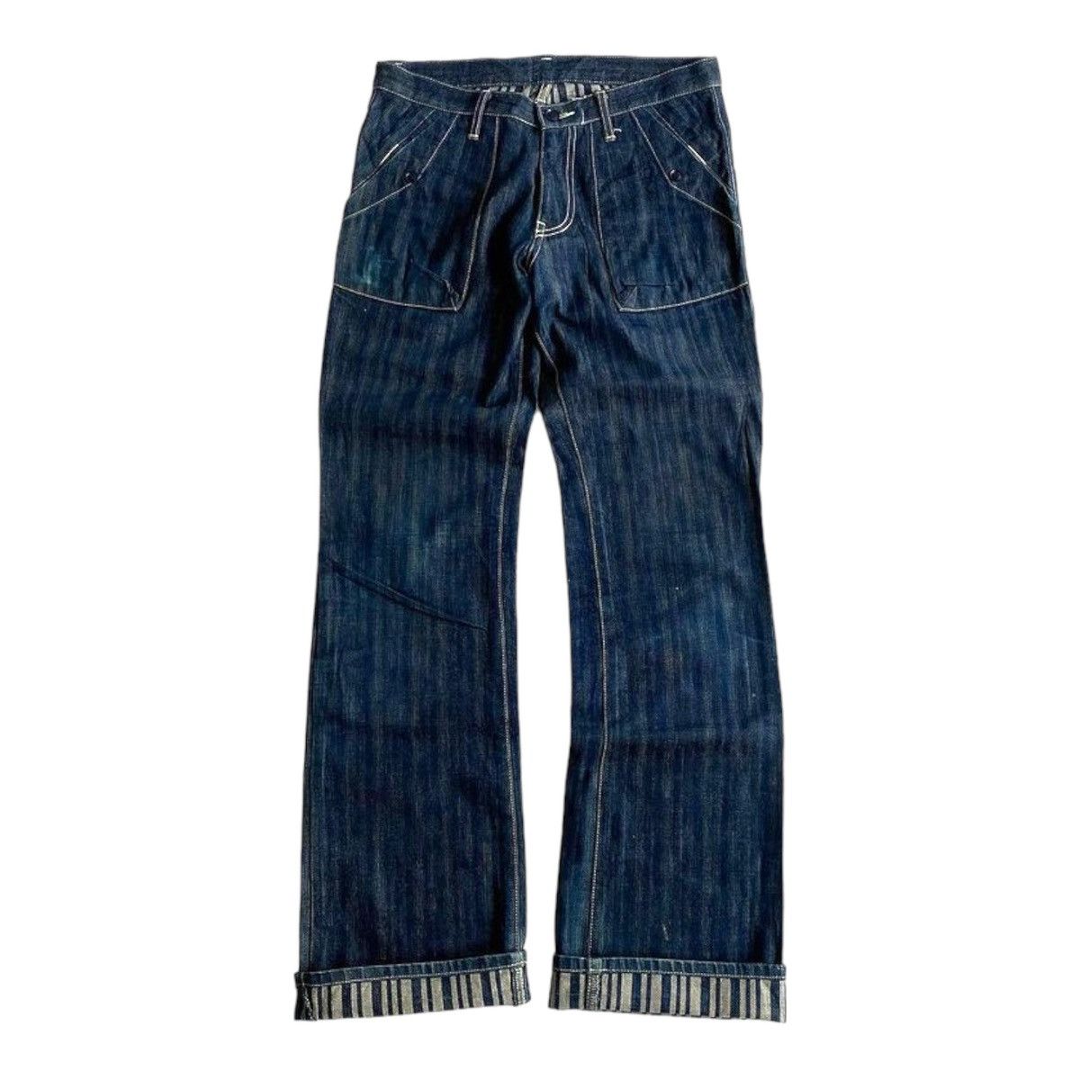 image of Hysteric Glamour x Le Grande Bleu L G B Vintage Boycott Herringbone Flared Denim Pants (Size 32)
