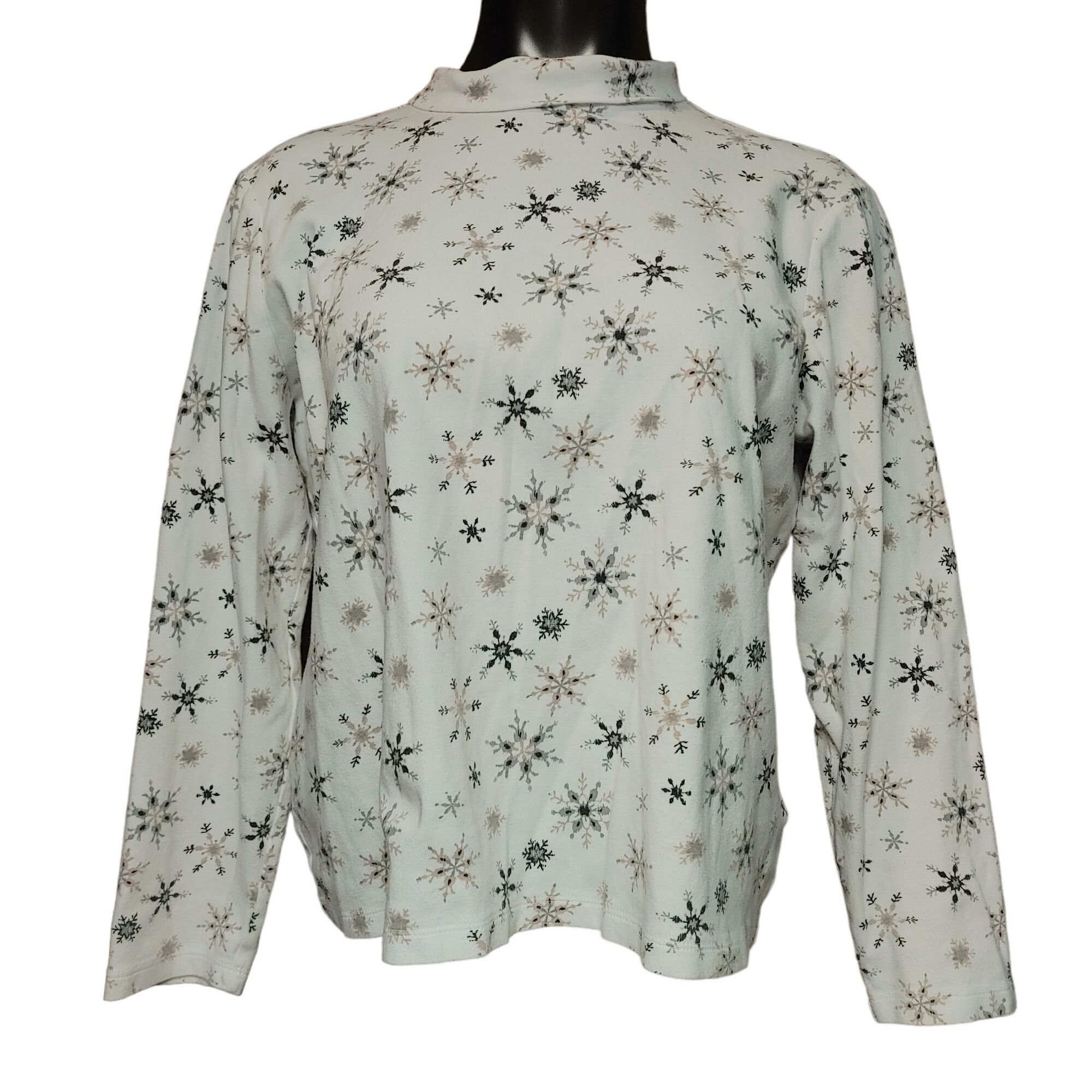 Other Laura Scott Women's White Long Sleeve Mock-Neck Winter Snowf Size XL / US 12-14 / IT 48-50 - 1 Thumbnail