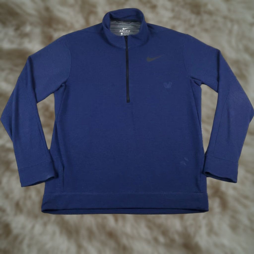 Nike Nike Mens Blue 1/4 Zip Pullover Sweater Dri Fit Long Sleeve Large Size US L / EU 52-54 / 3 - 1 Thumbnail