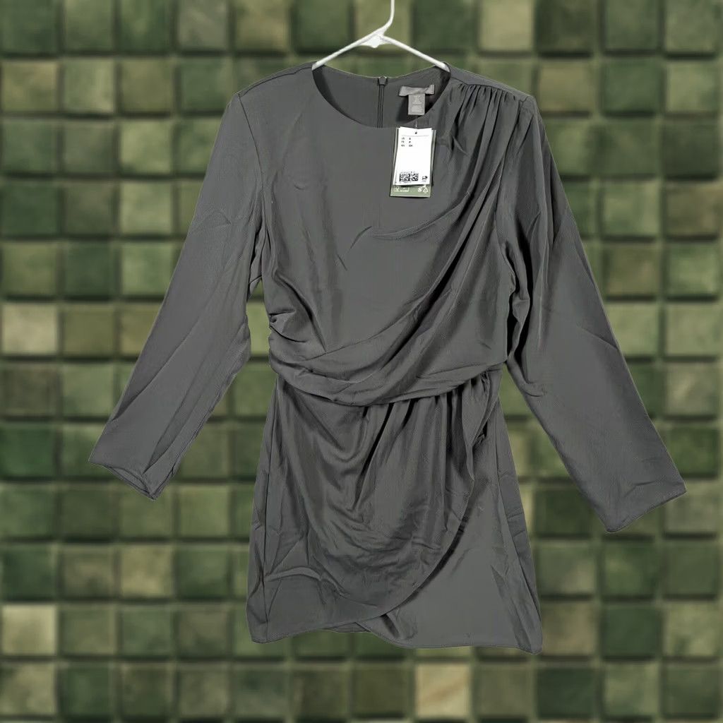 H&M H&M Formal Dress Women S Gray 3/4 Sleeve Knee Length Zip NWT Back Shoulder Patch Blouson Style Size S / US 4 / IT 40 - 1 Thumbnail