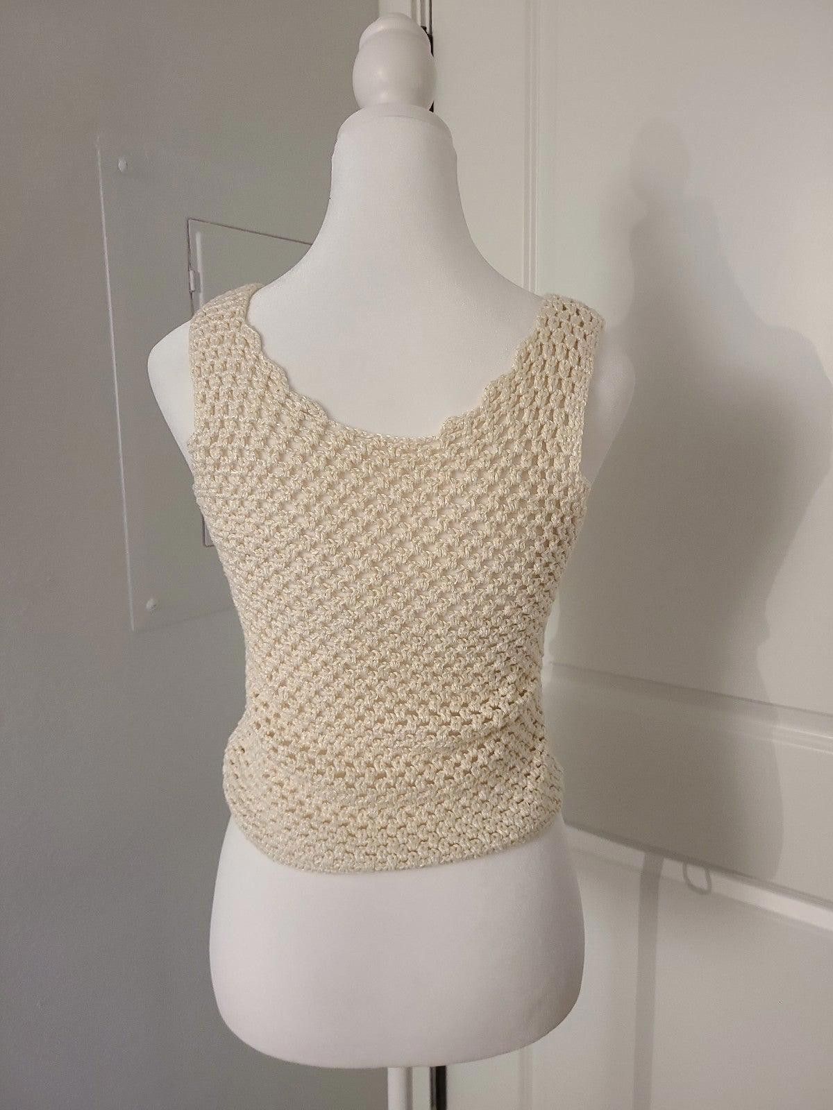 Handmade Knit Crochet Lace Up Net top Size S / US 4 / IT 40 - 3 Thumbnail
