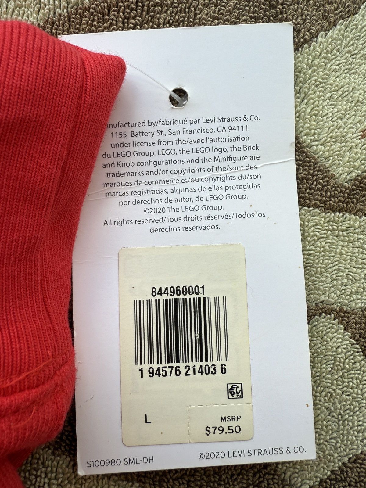 LEGO × Levi's NWT w/Wearable 6x6 Baseplate – Red Crew Sweatshirt Size US L / EU 52-54 / 3 - 14 Thumbnail