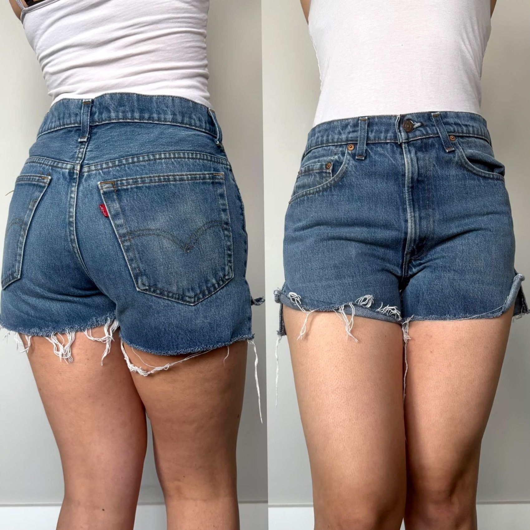 Levi's VINTAGE Levi's Denim Shorts 32 Blue High Rise Cutoff Frayed Raw Hem Womens Size 24" / US 00 / IT 34 - 2 Thumbnail